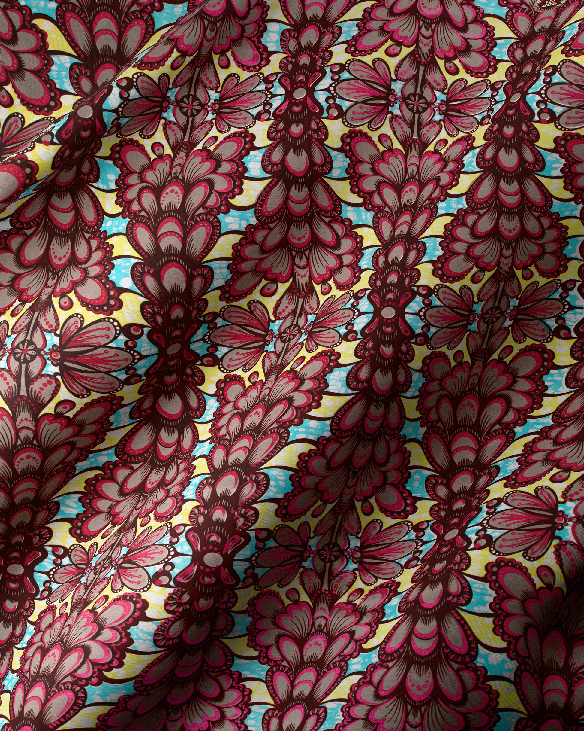 Vibrant yellow fabric bold maroon super-wax vls6781.014