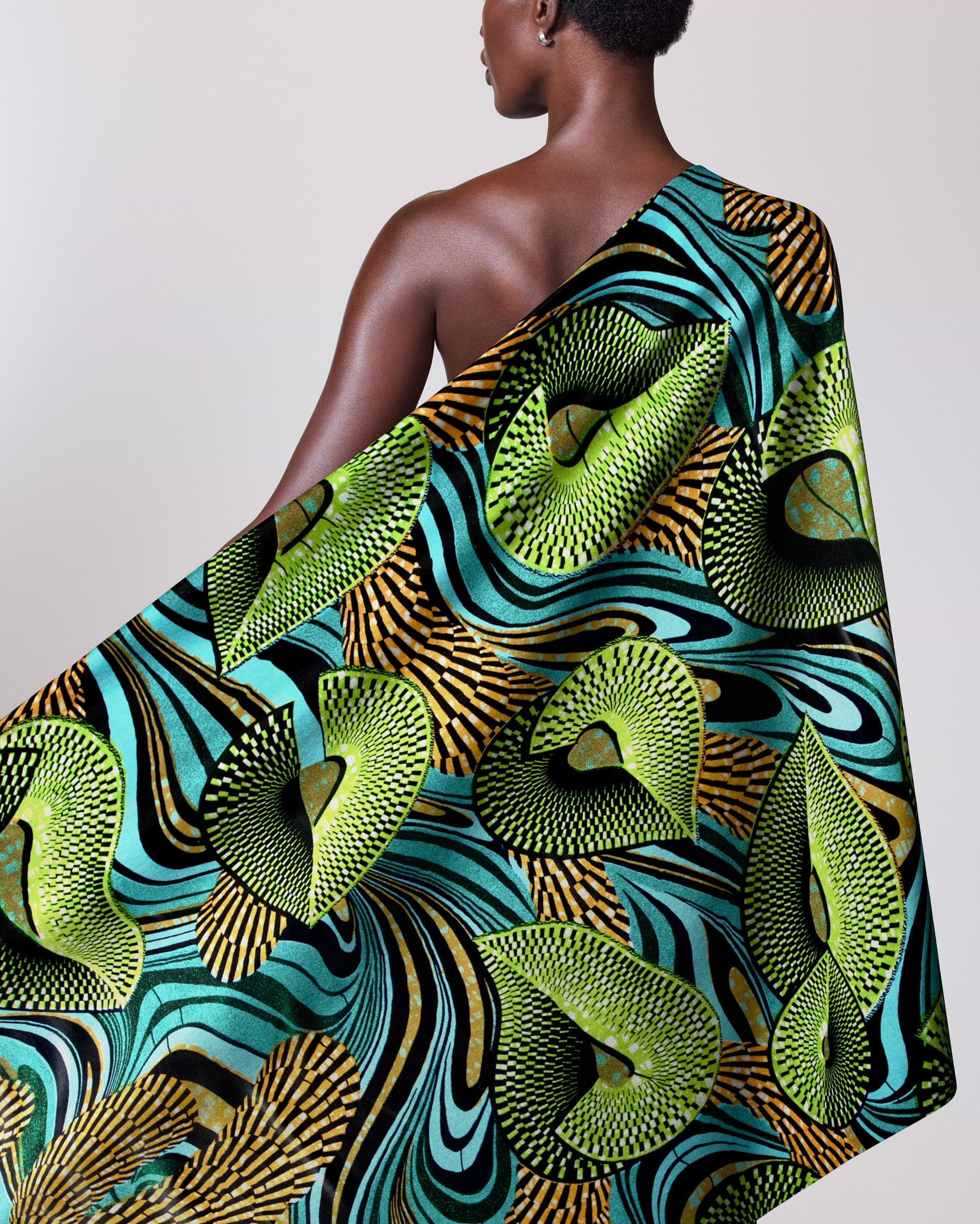 Vibrant one-shoulder wrap dress bold grand super-wax vls6997.002