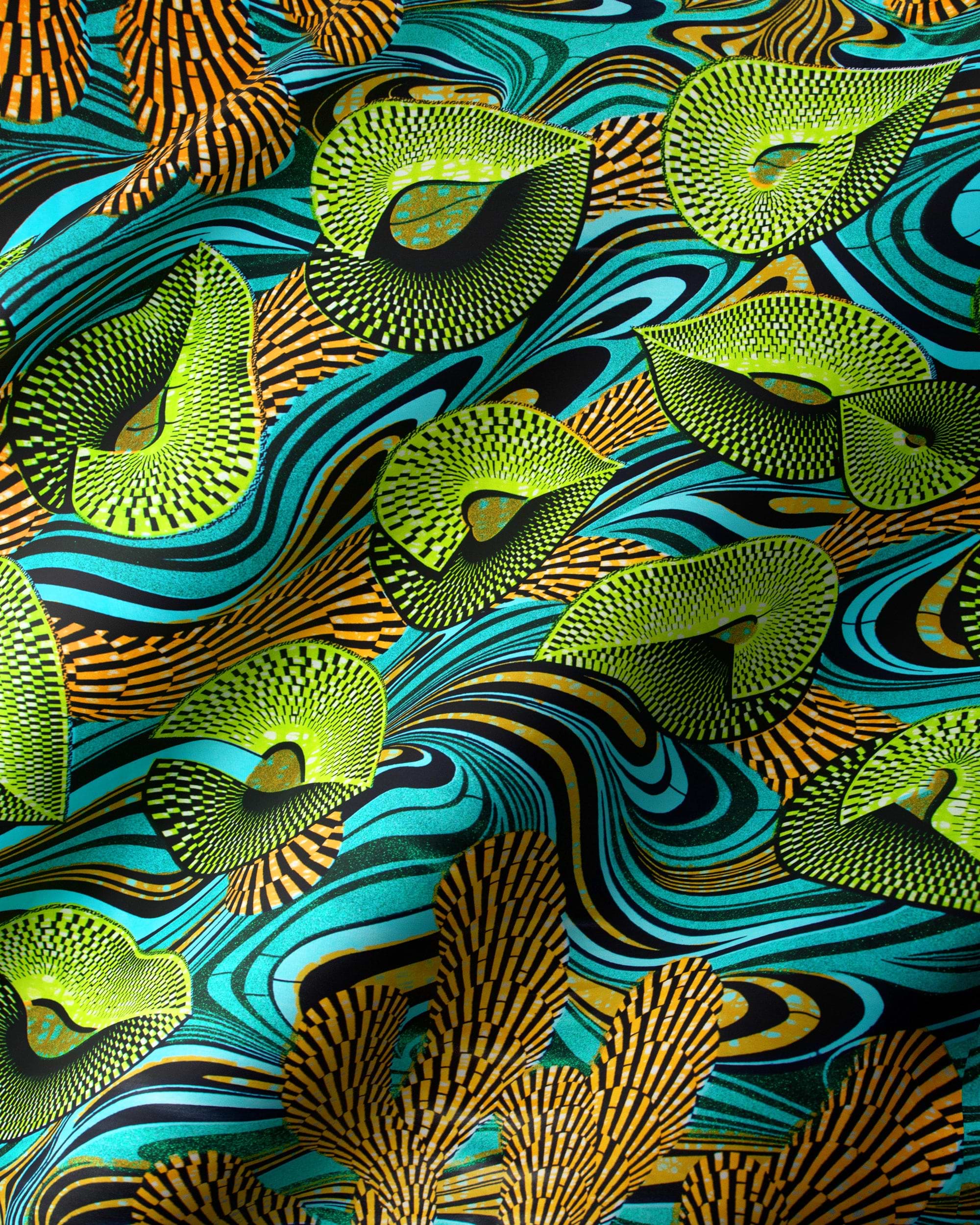 Vibrant turquoise black fabric bold grand super-wax vls6997.002