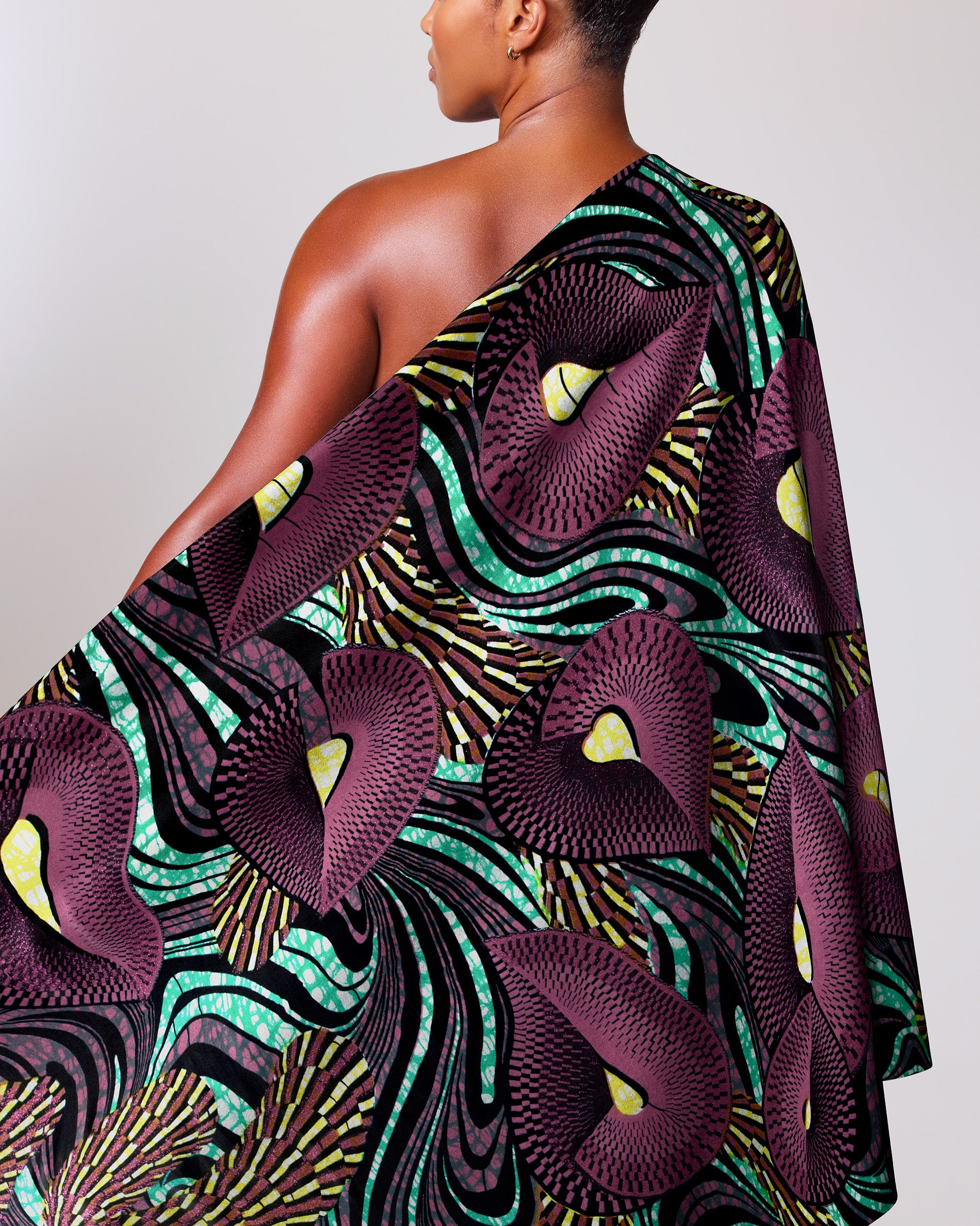 Vibrant one-shoulder dress bold patterns grand super-wax vls6997.004