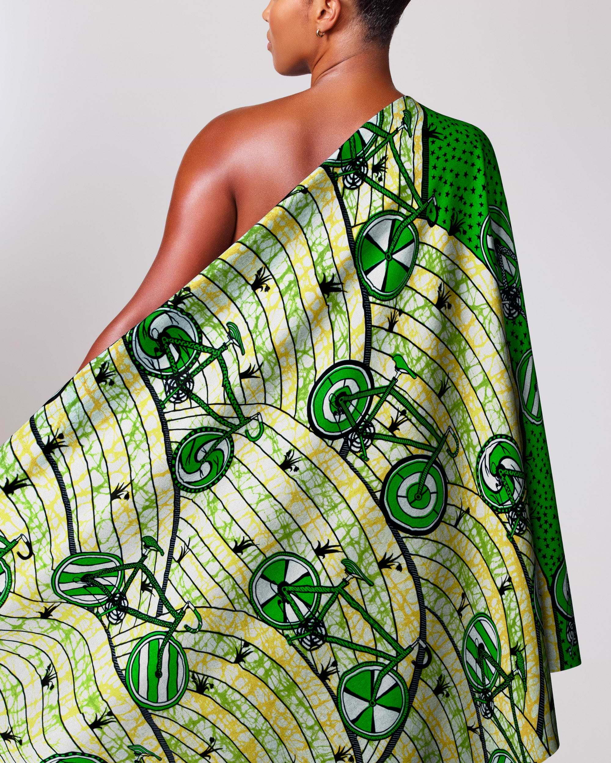 Vibrant green yellow patterned fabric super-wax vls6ua6.025