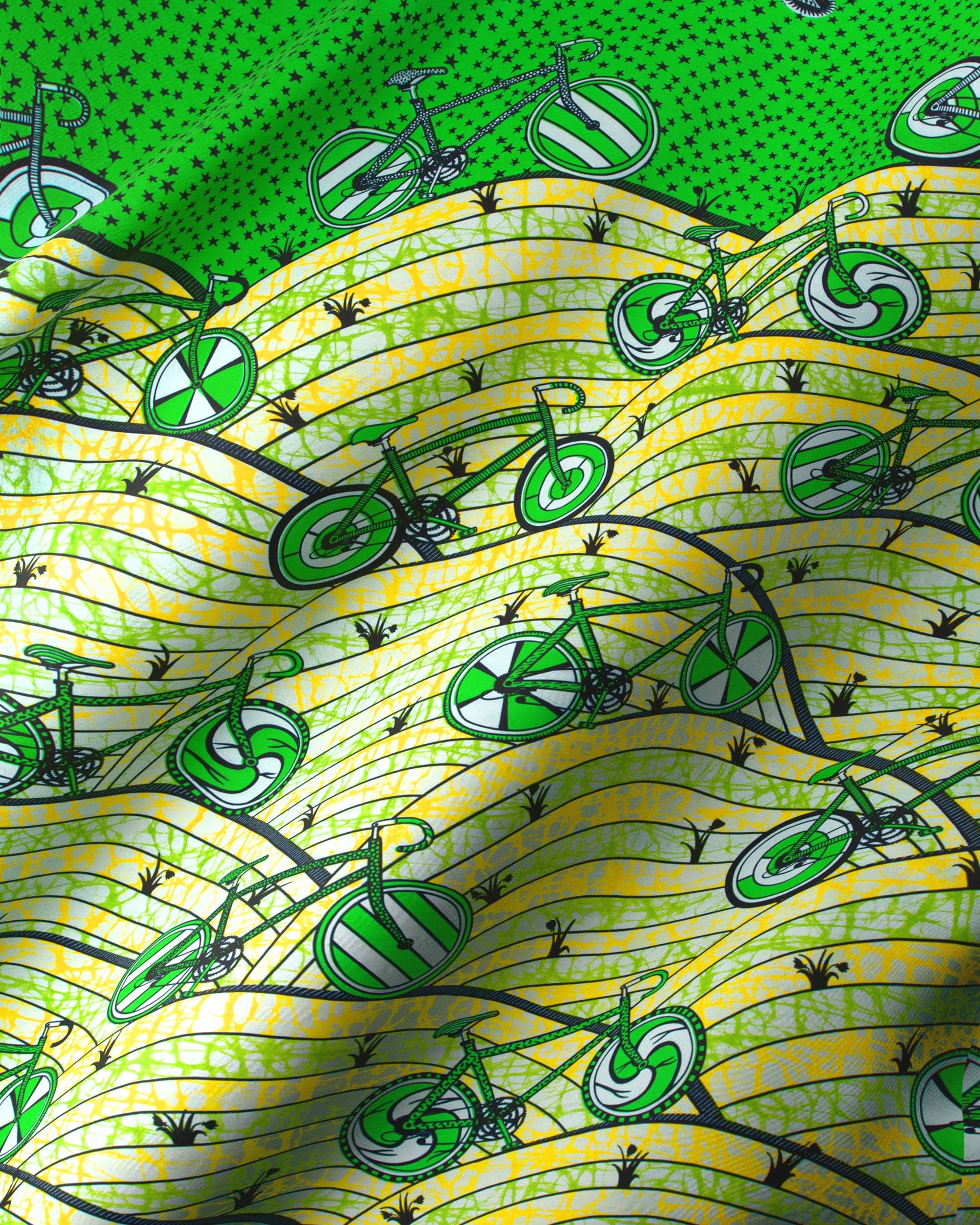 Vibrant green yellow fabric pattern super-wax vls6ua6.025