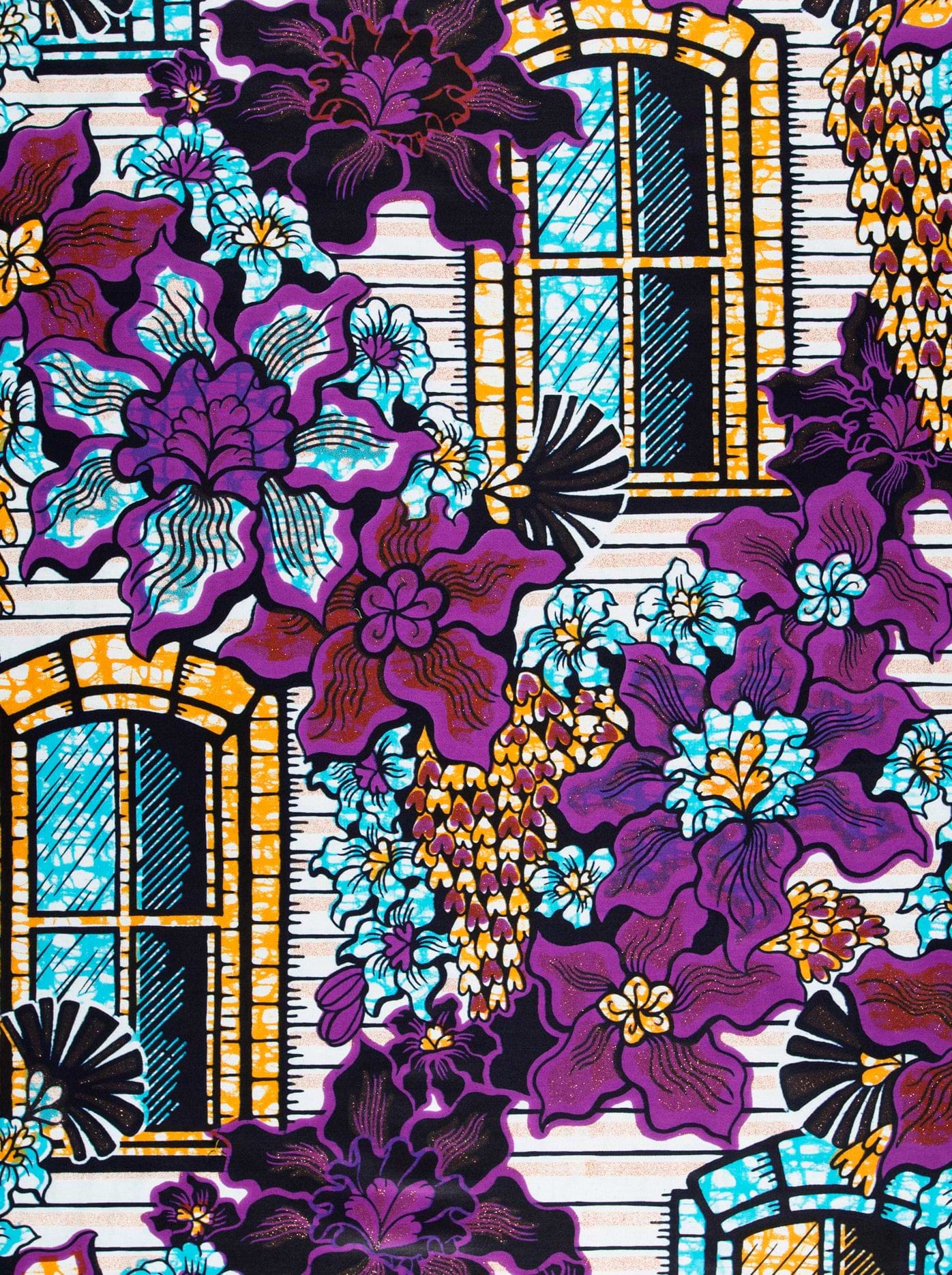Vibrant purple teal floral patterned grand super-wax vls7072.003