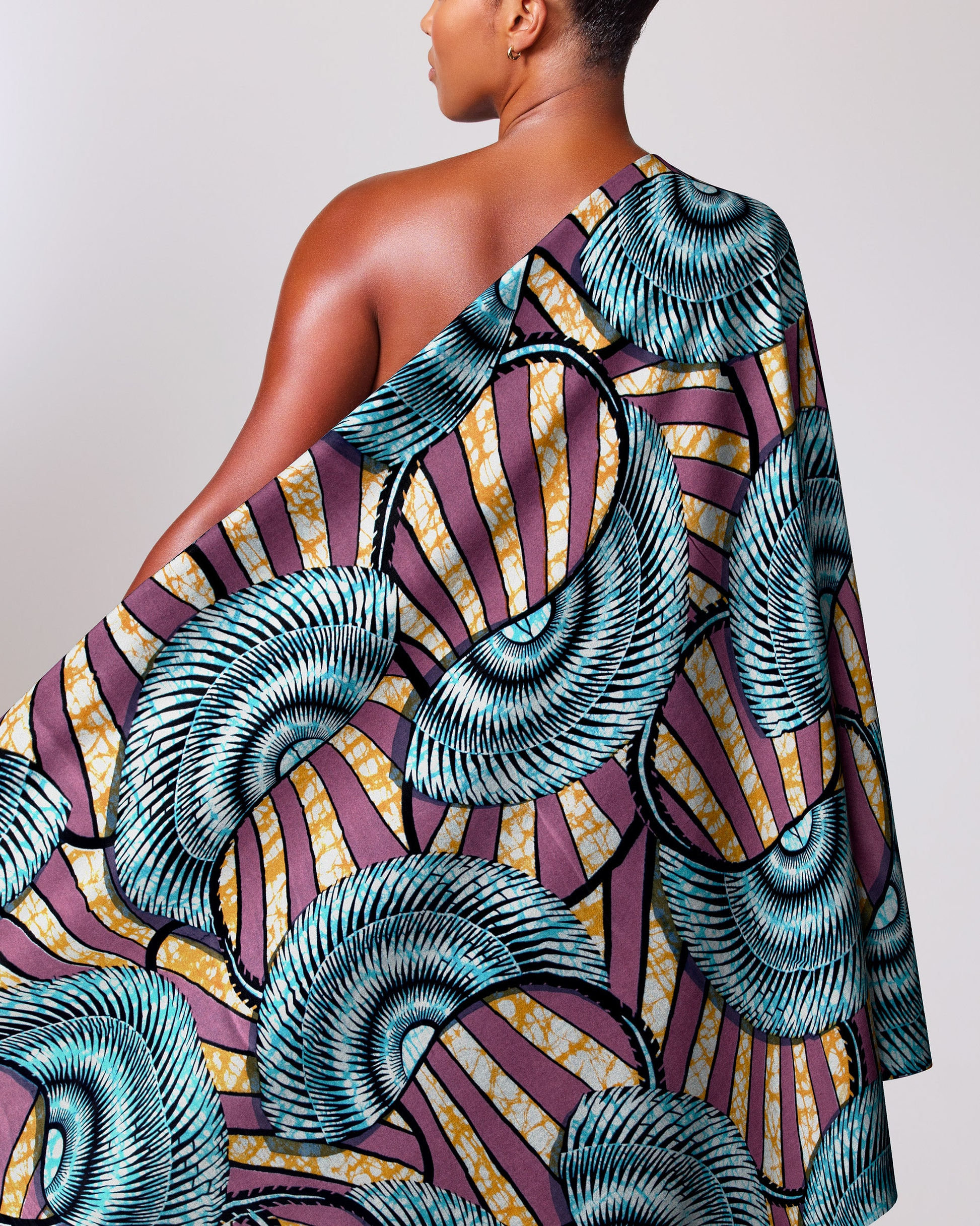 Vibrant one-shoulder wrap dress bold super-wax vls7254.002