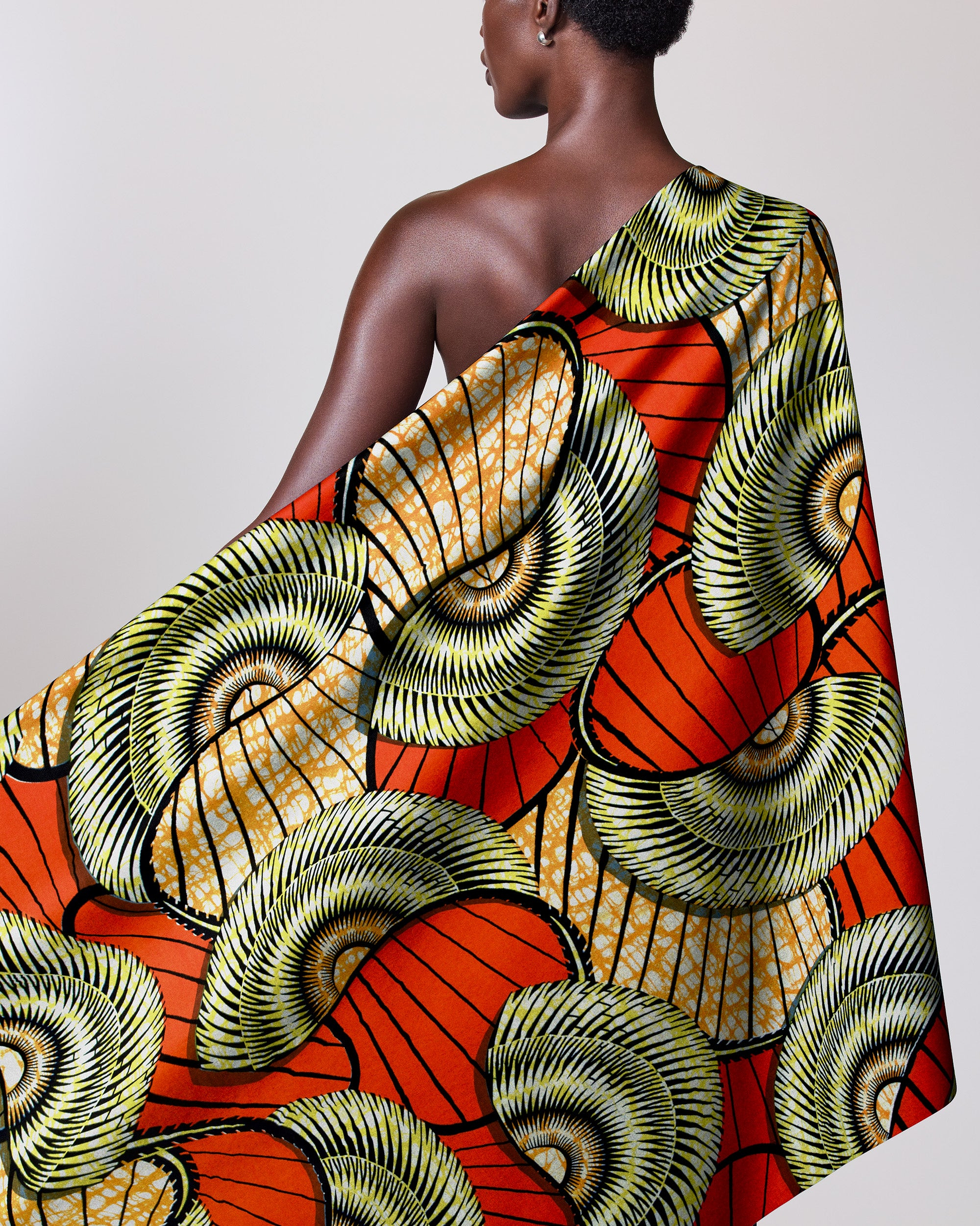 Vibrant one-shoulder wrap dress bold super-wax vls7254.004