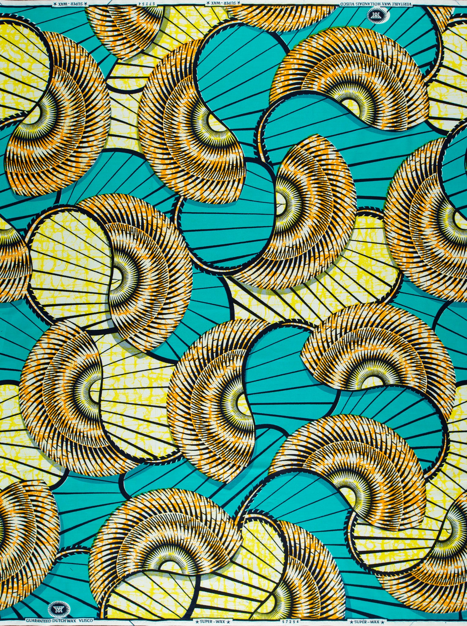 Vibrant turquoise yellow african print super-wax vls7254.007
