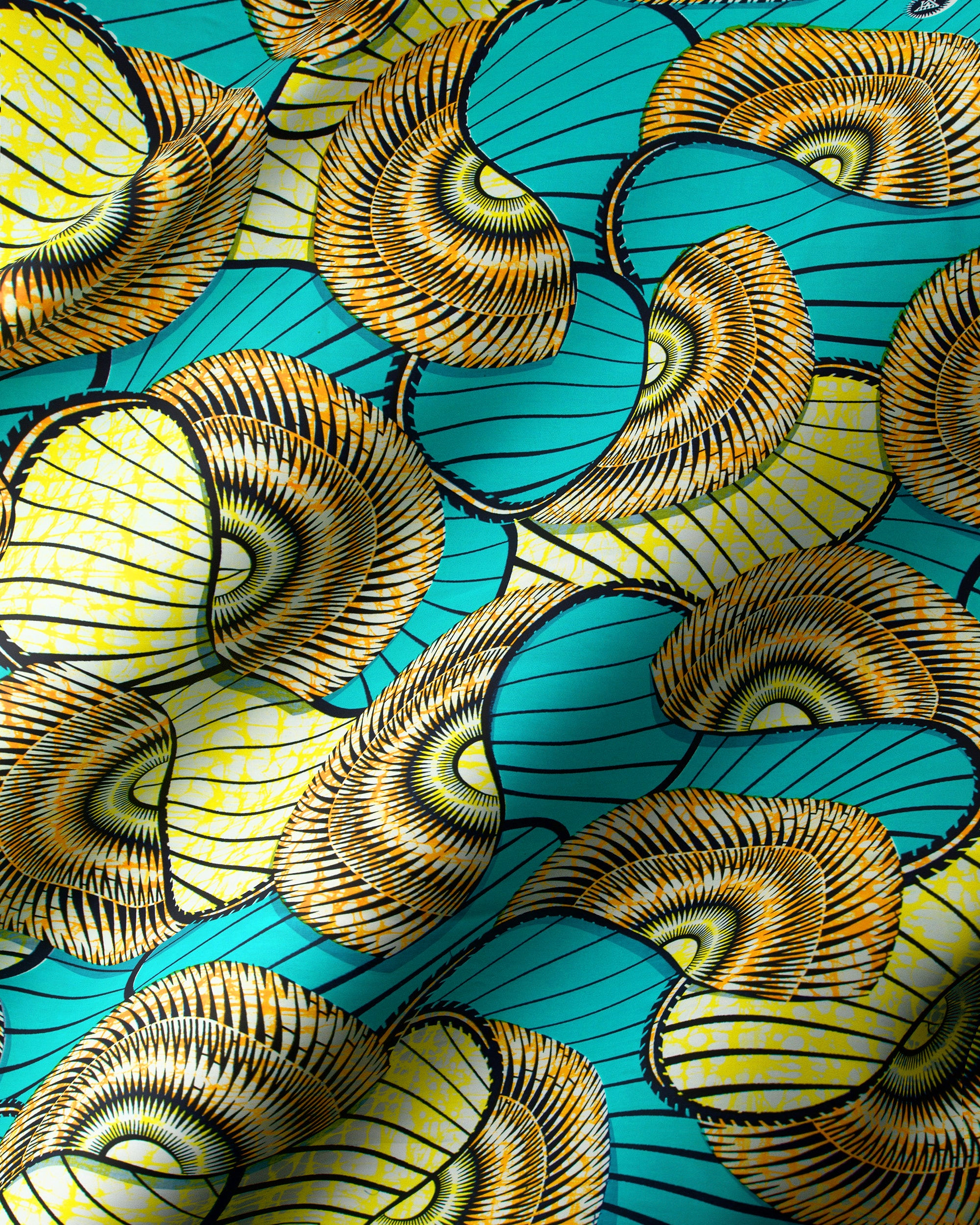Vibrant turquoise yellow african print super-wax vls7254.007