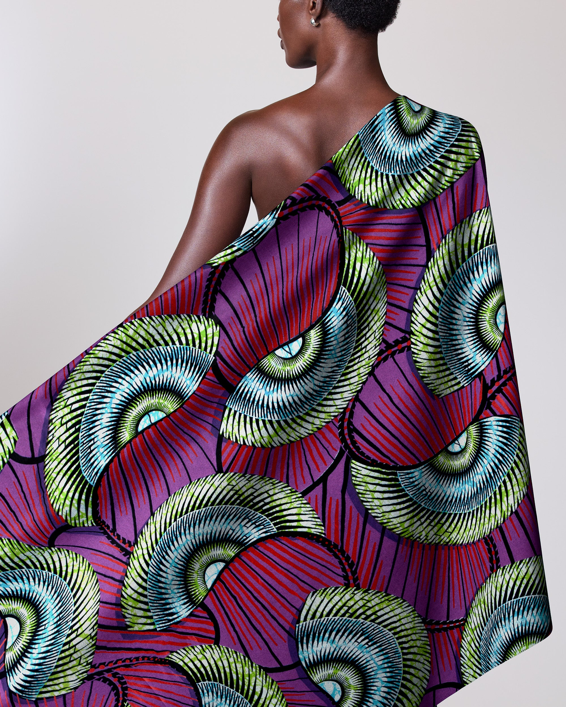 Vibrant purple green patterned fabric super-wax vls7254.008