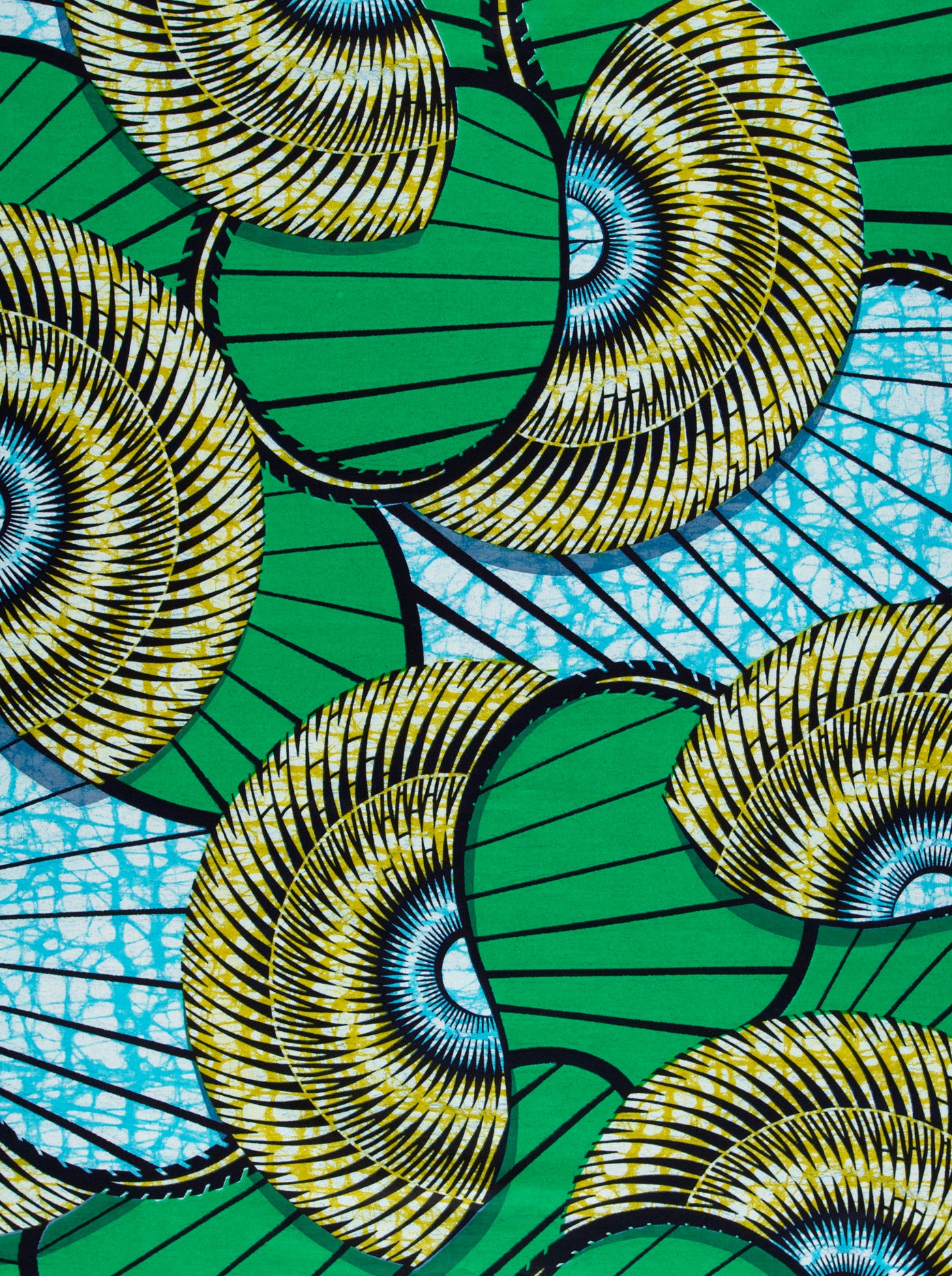 Vibrant green blue yellow spiral-patterned super-wax vls7254.011