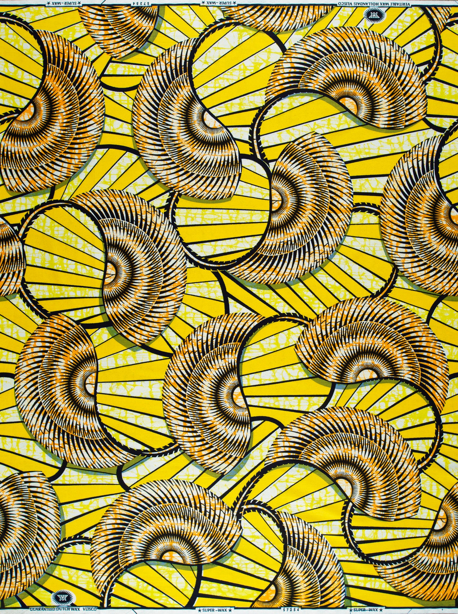 Vibrant yellow fabric bold black super-wax vls7254.016