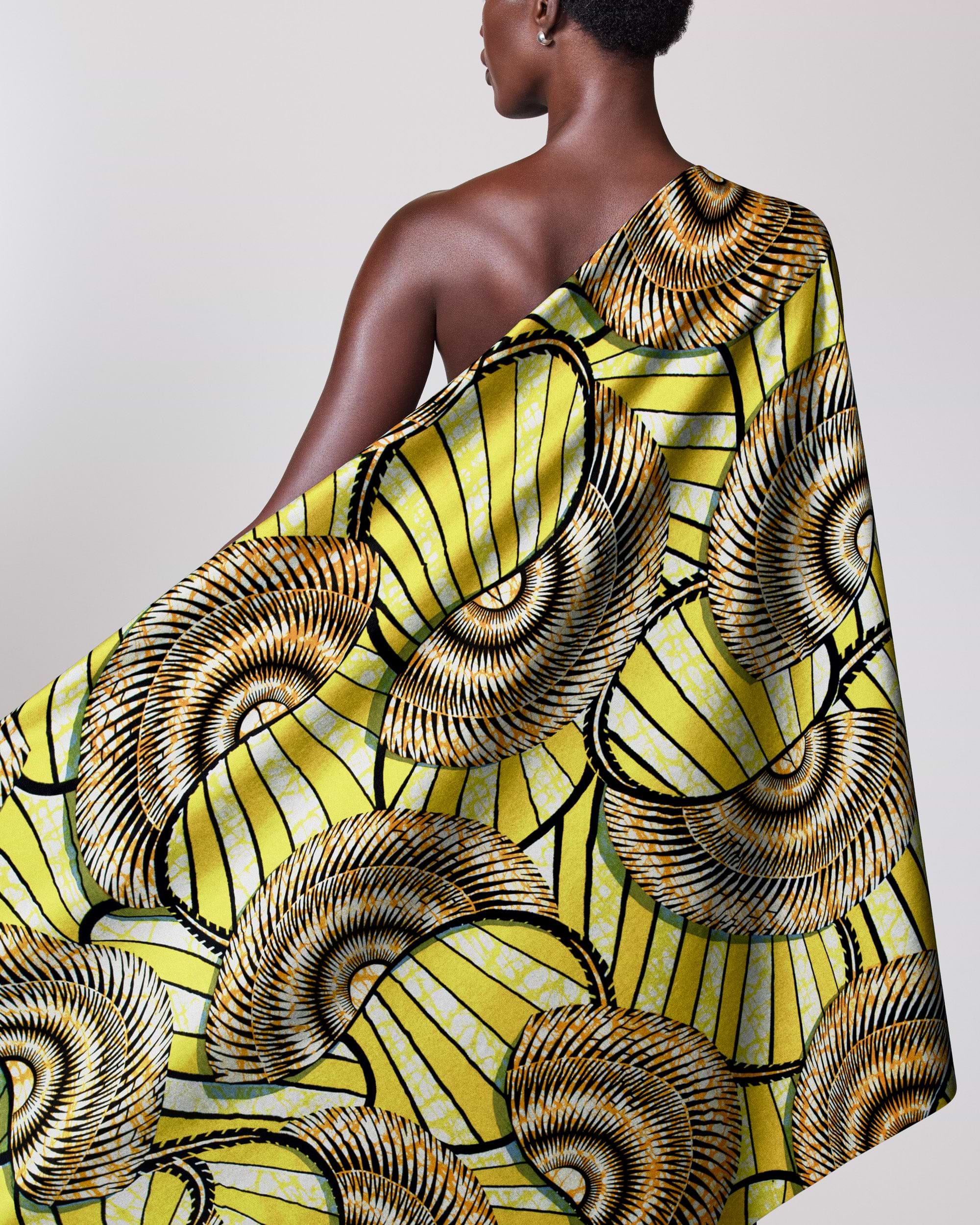 Vibrant yellow fabric bold black super-wax vls7254.016