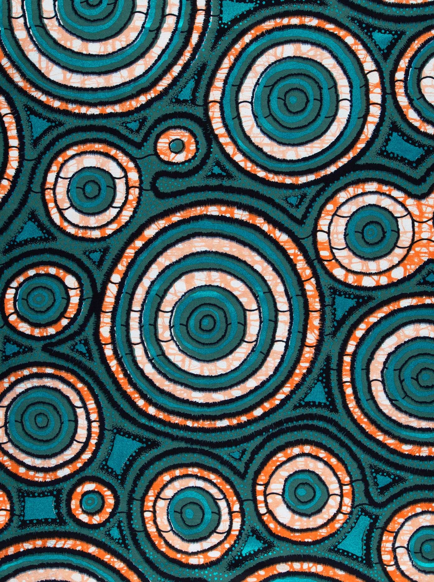 Vibrant teal orange concentric circle super-wax vls7336.001
