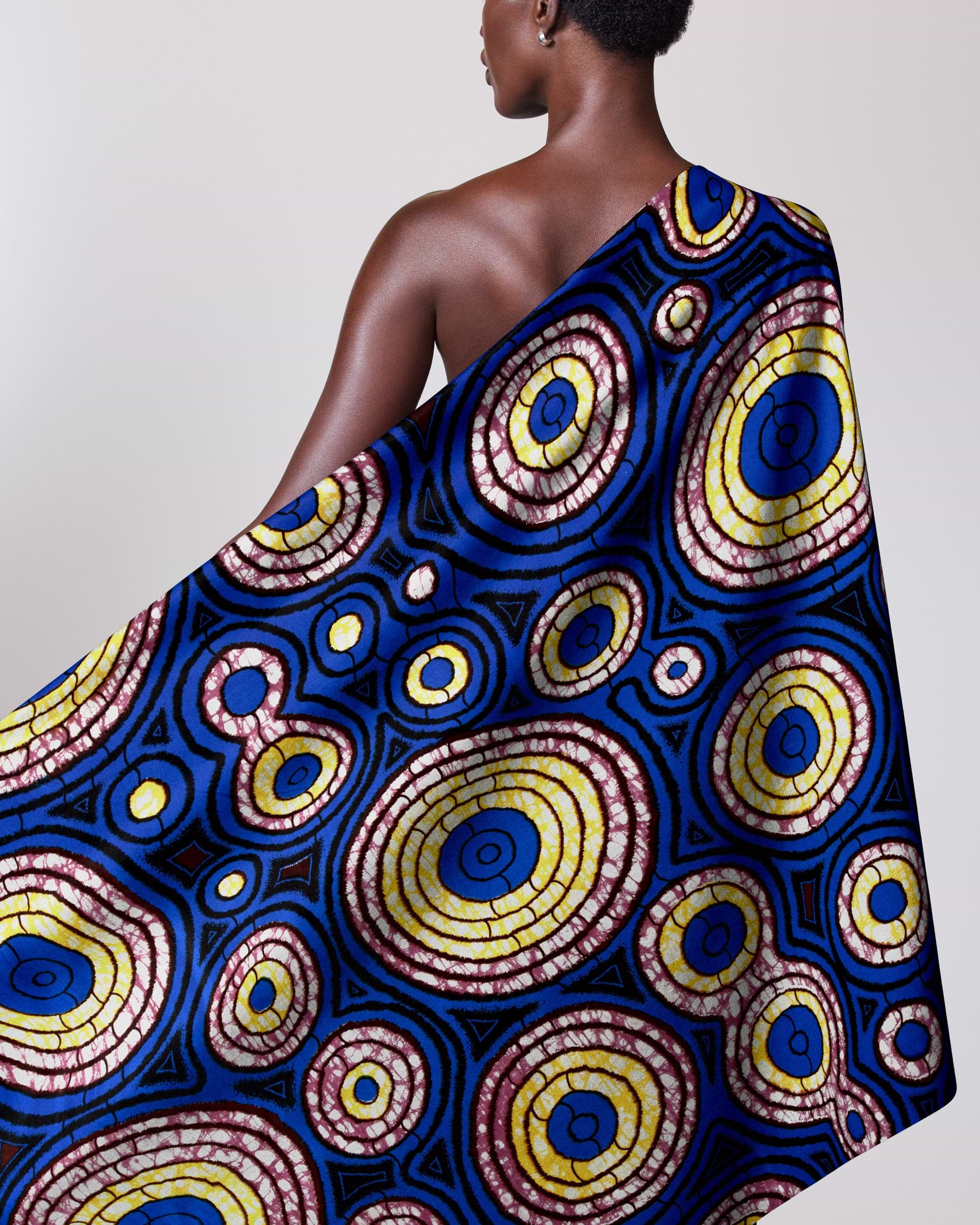 Vibrant blue yellow maroon circular-patterned super-wax vls7336.003