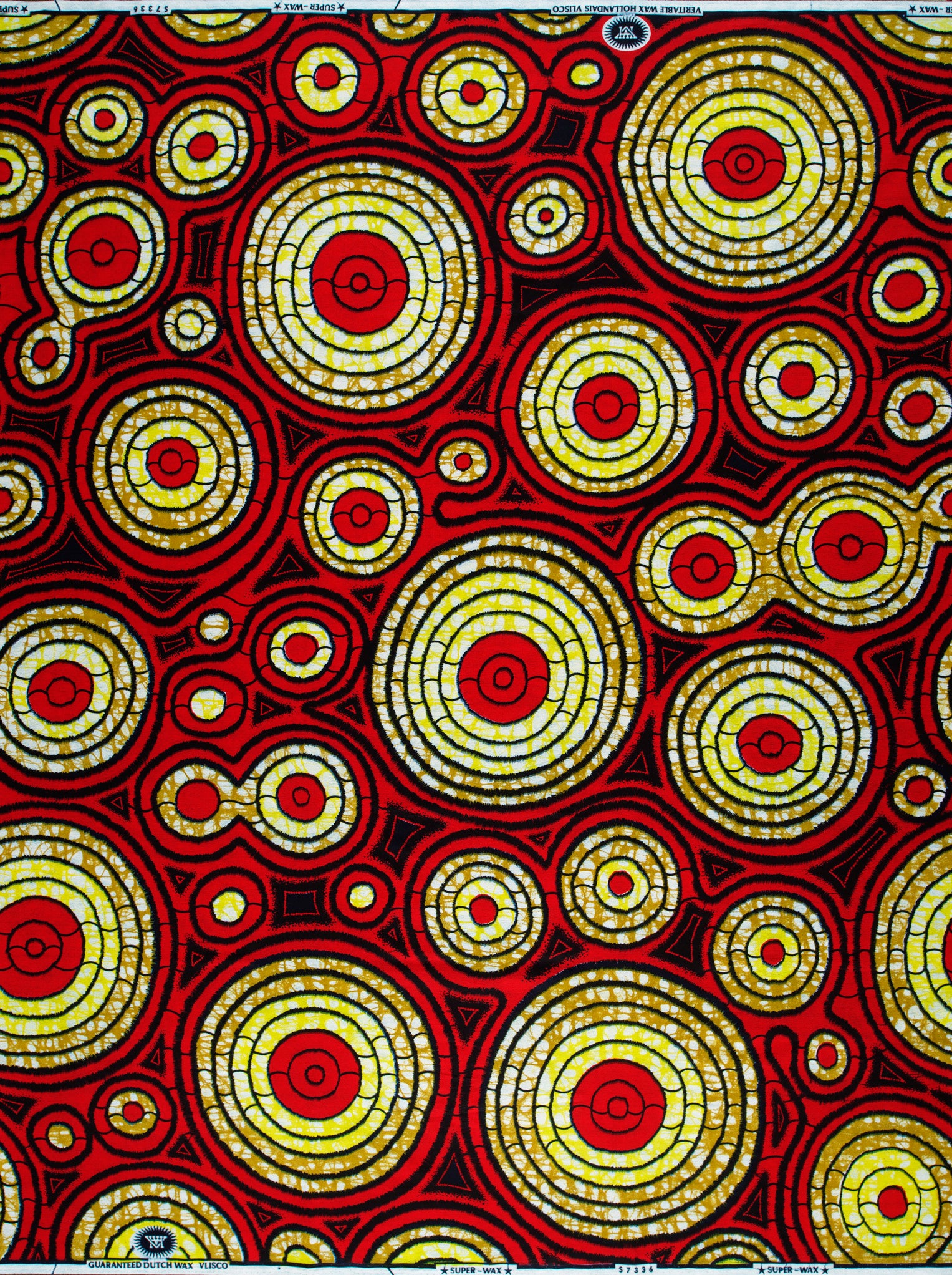 Vibrant red gold circular patterned super-wax vls7336.004