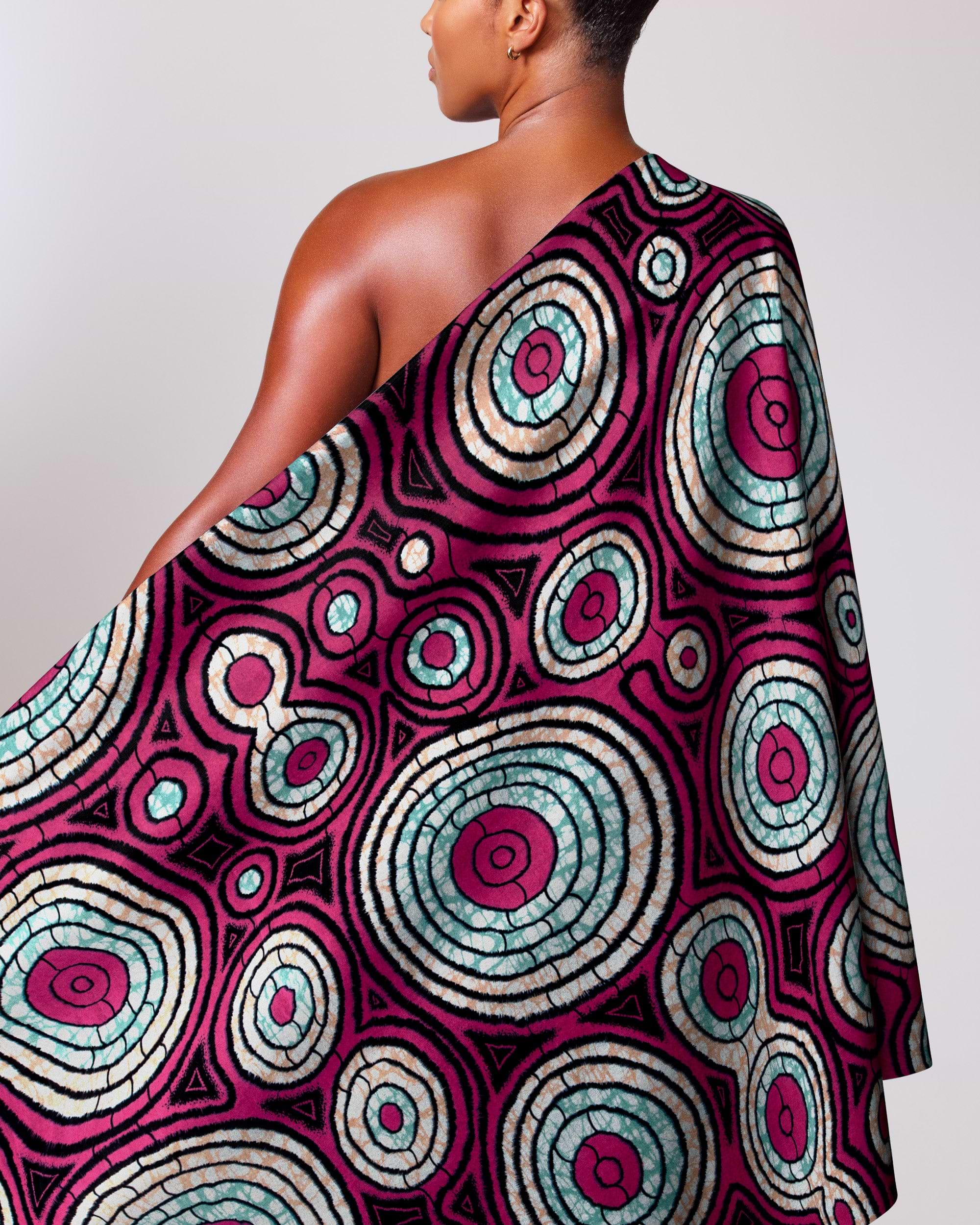 Vibrant one-shoulder wrap dress bold super-wax vls7336.005