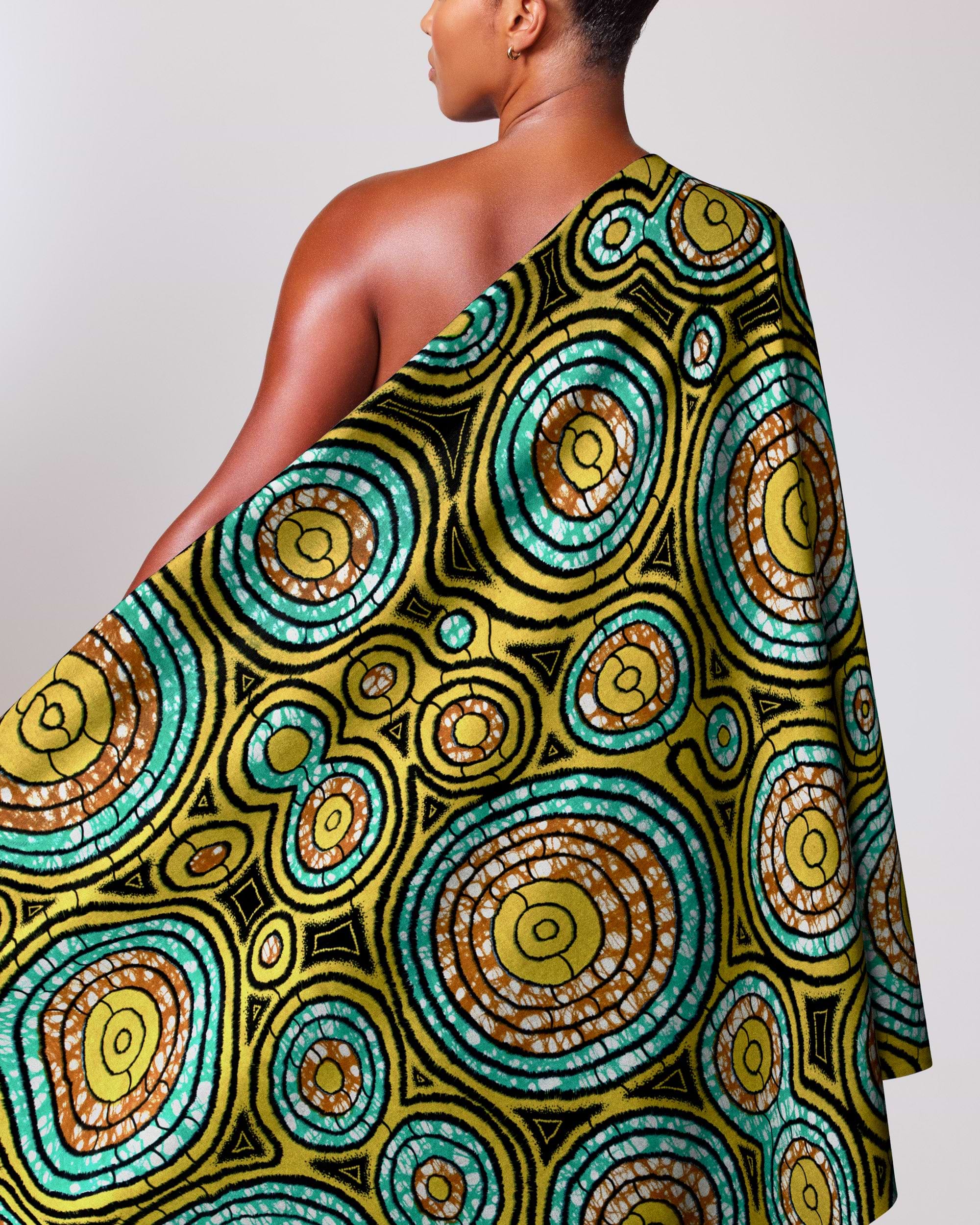 Vibrant one-shoulder wrap dress bold super-wax vls7336.007