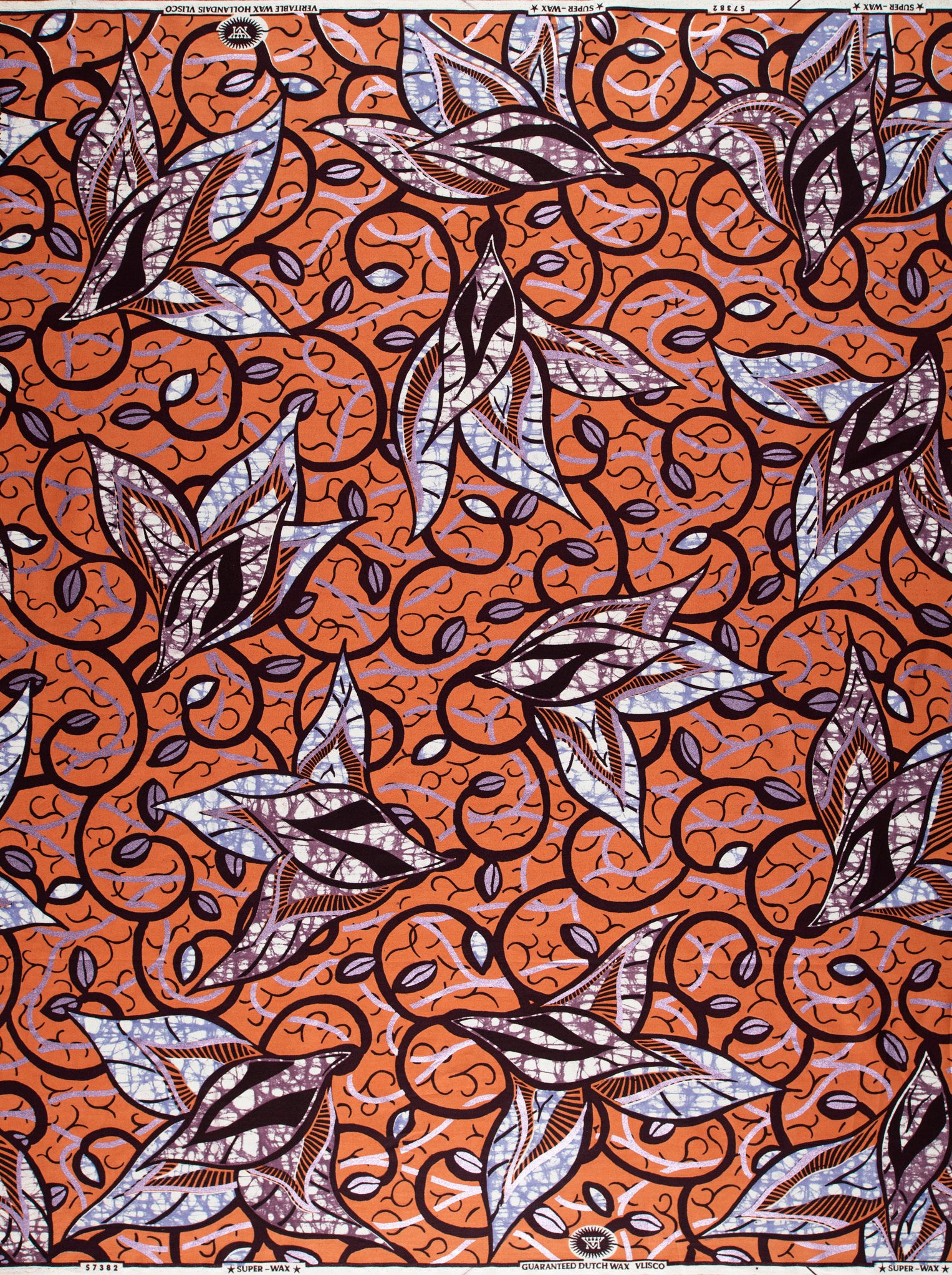 Vibrant orange african print fabric super-wax vls7382.007