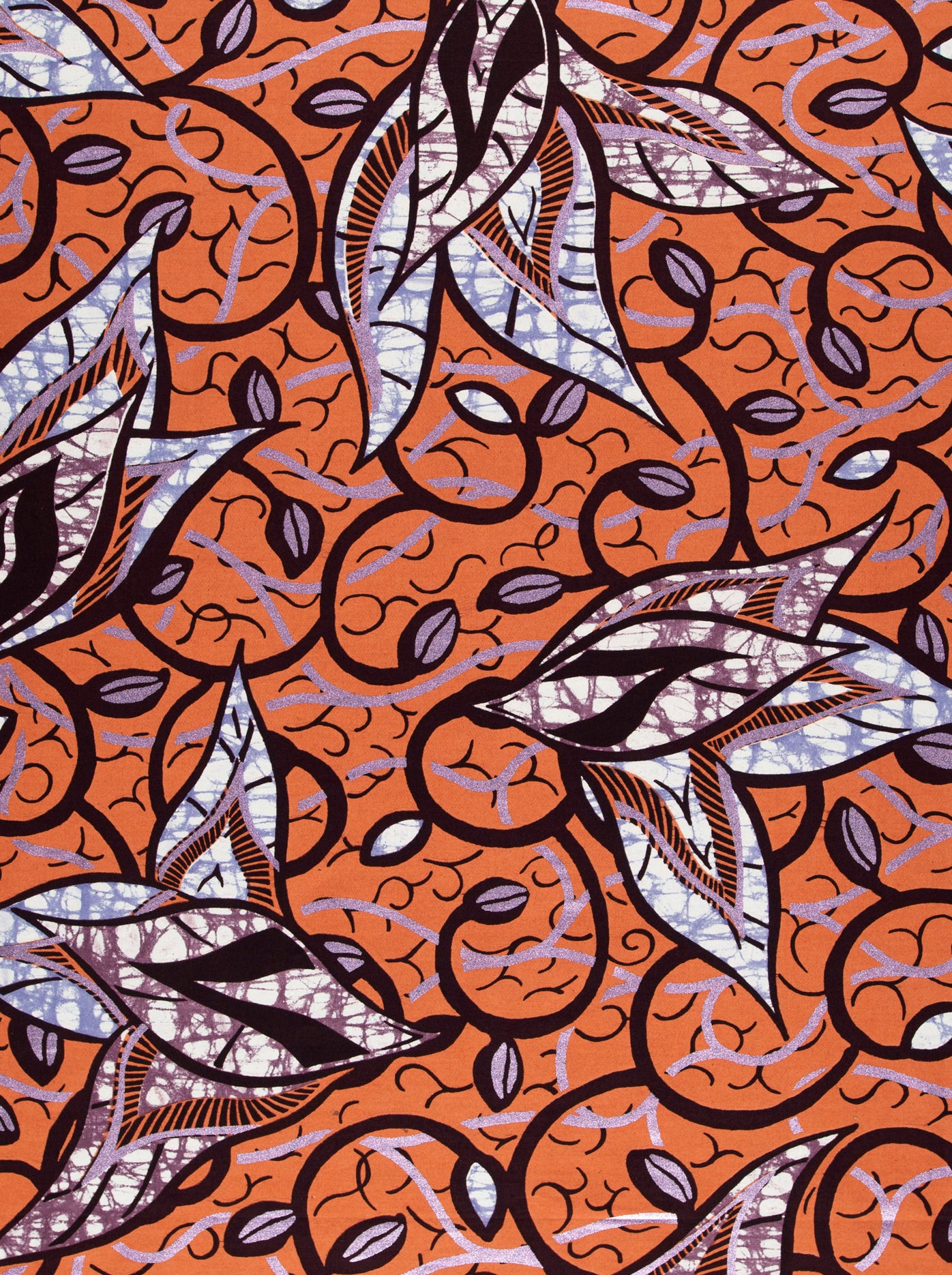 Vibrant orange fabric intricate black super-wax vls7382.007