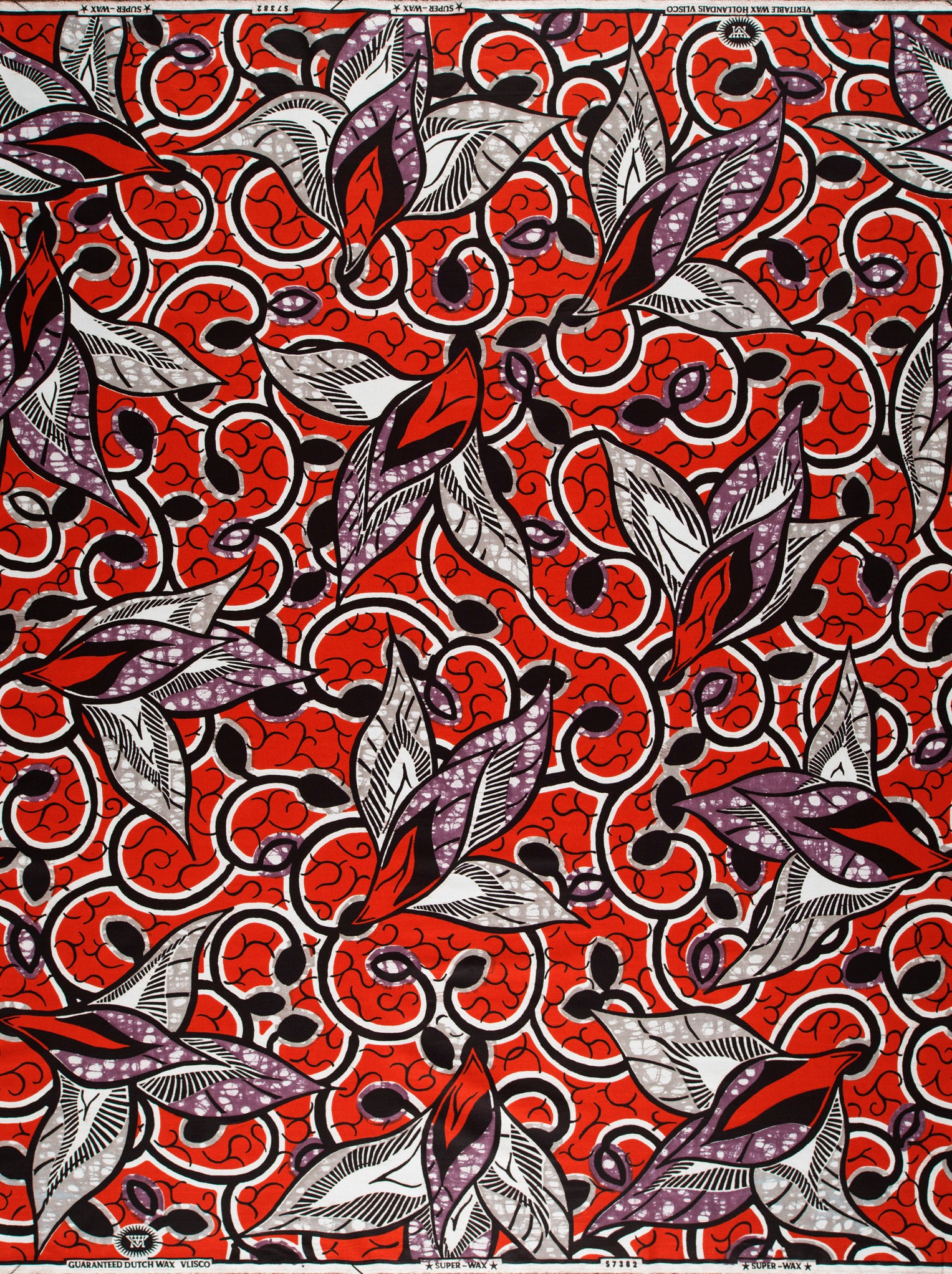Vibrant red african print fabric super-wax vls7382.012