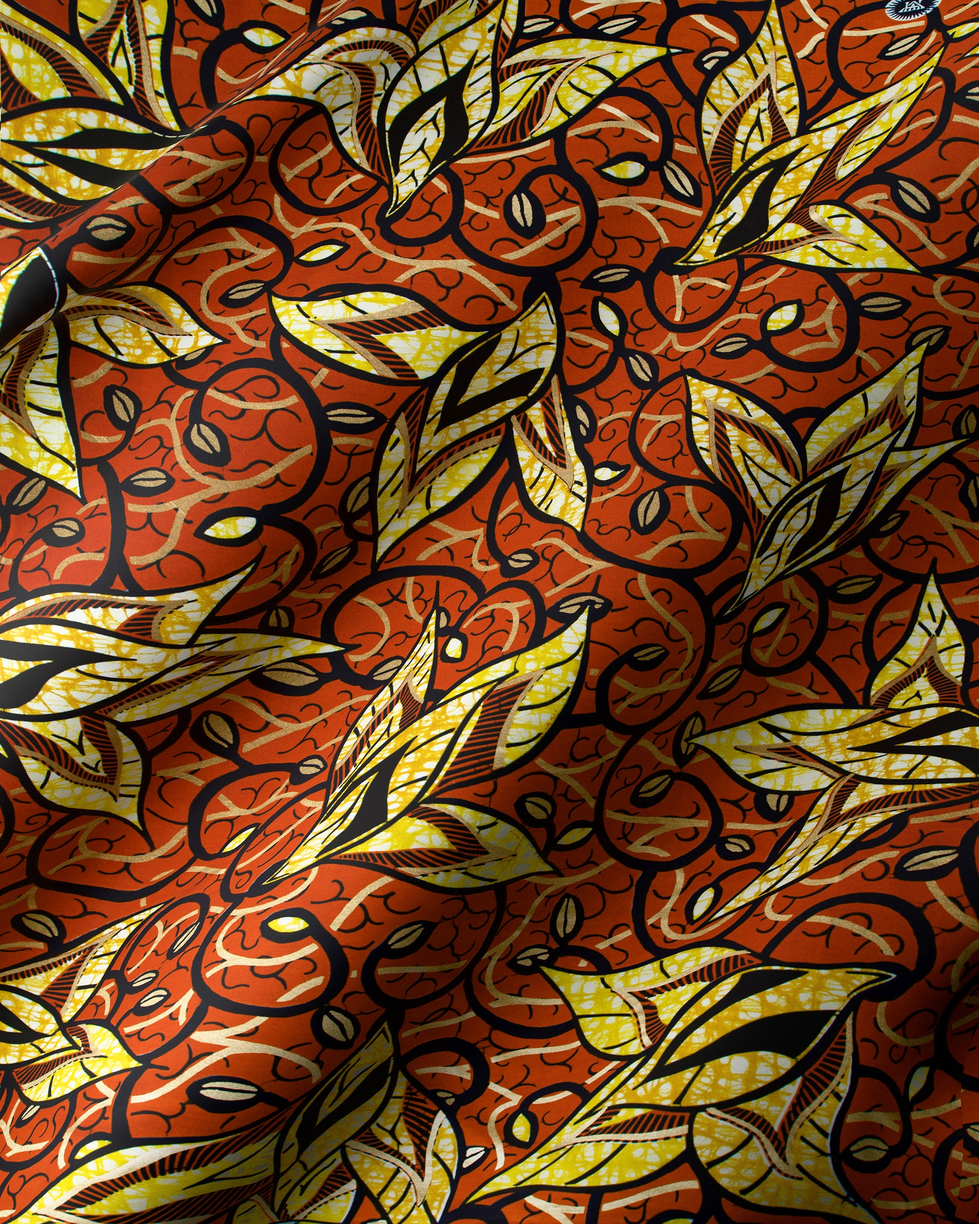 Vibrant orange fabric intricate yellow super-wax vls7382.013