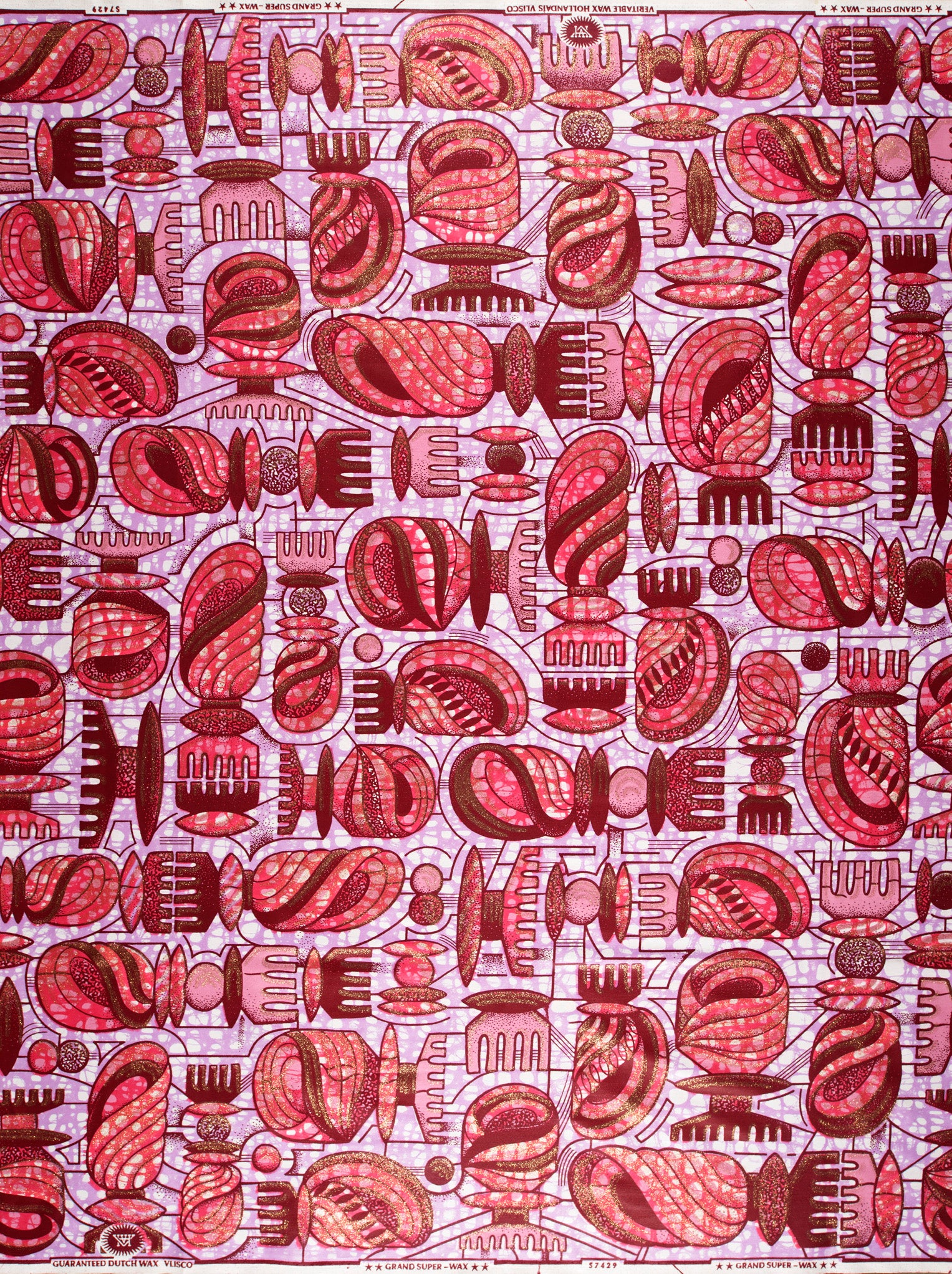 Vibrant red pink abstract patterned grand super-wax vls7429.003