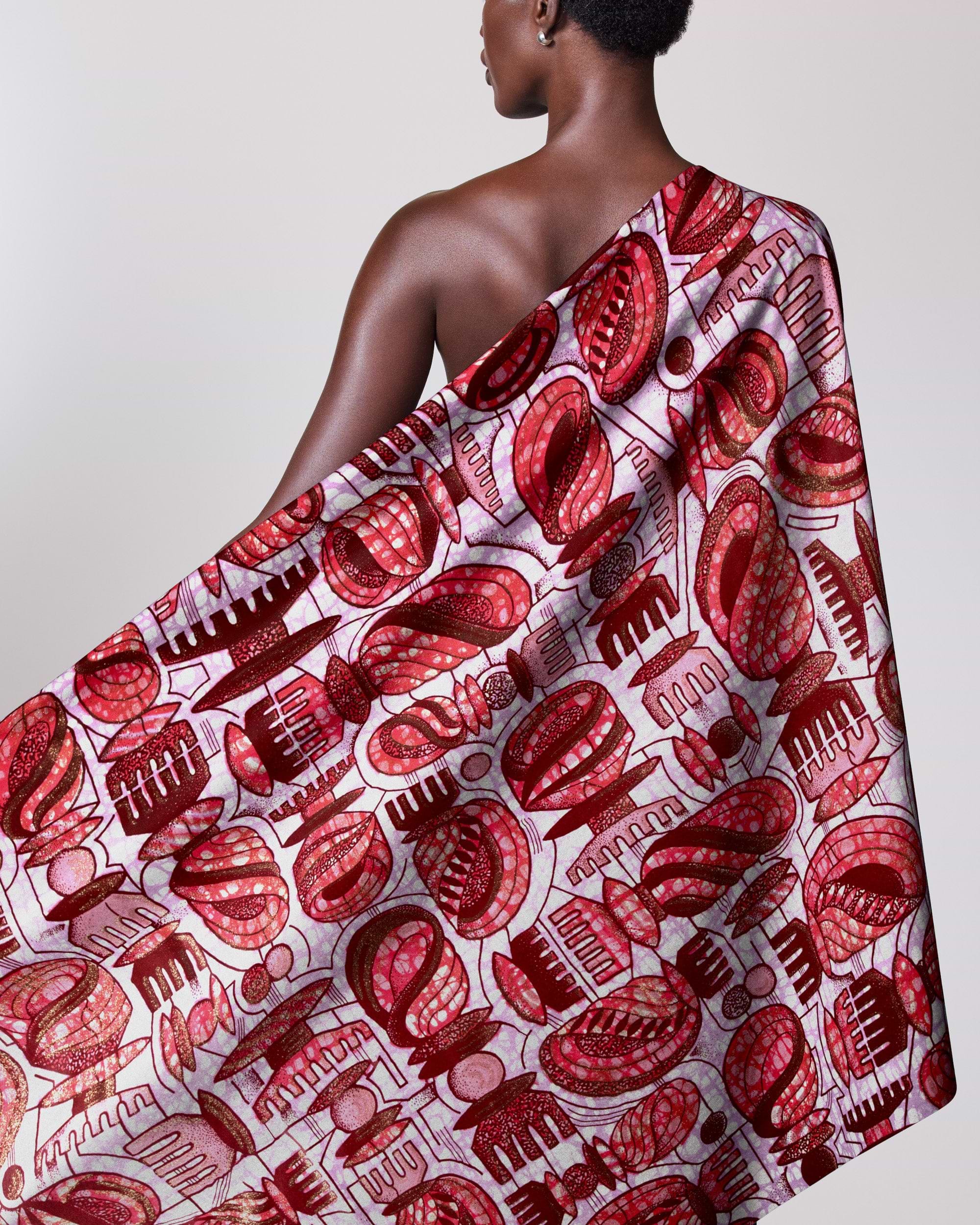 One-shoulder wrap dress vibrant red grand super-wax vls7429.003