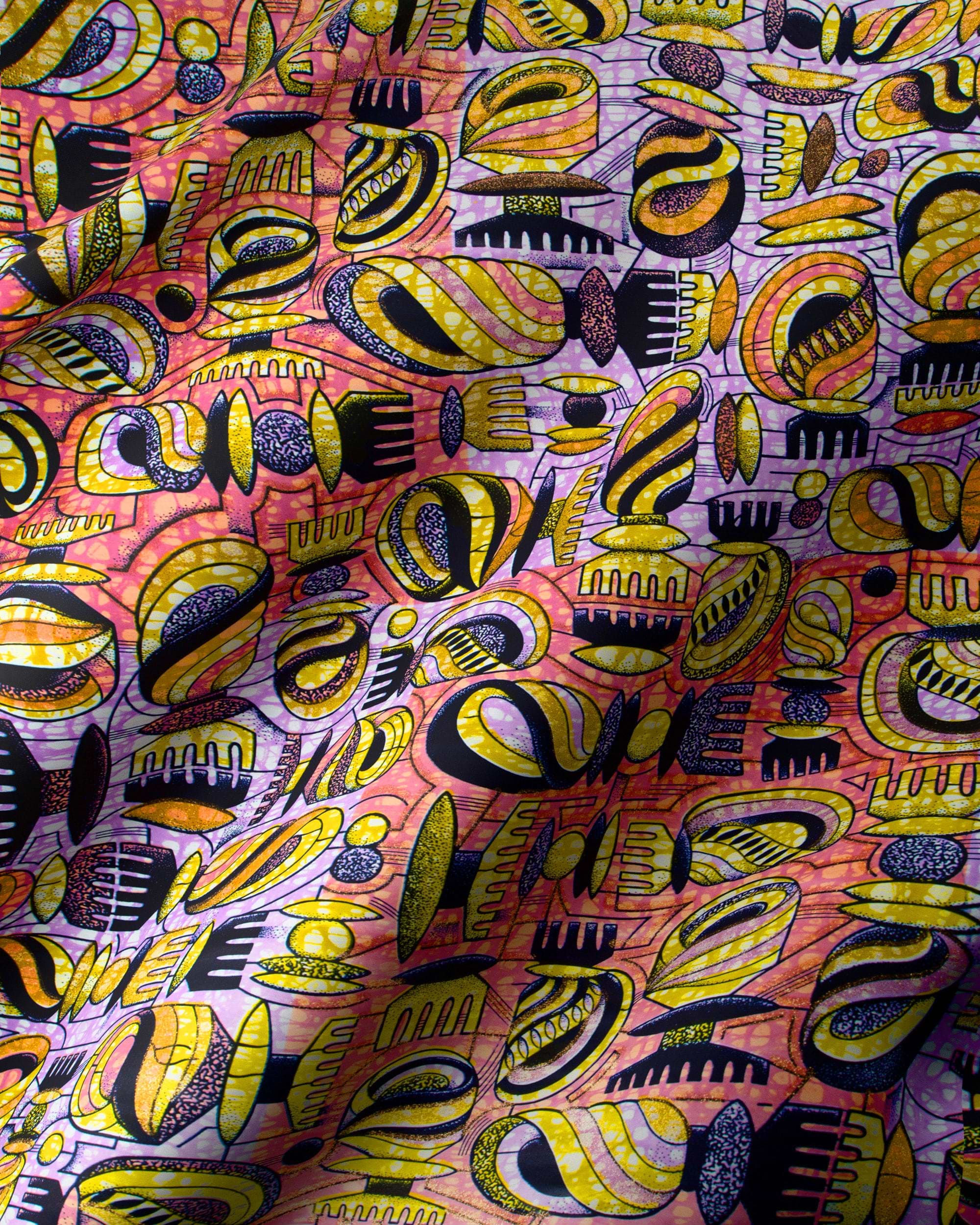 Vibrant pink yellow patterned fabric grand super-wax vls7429.008