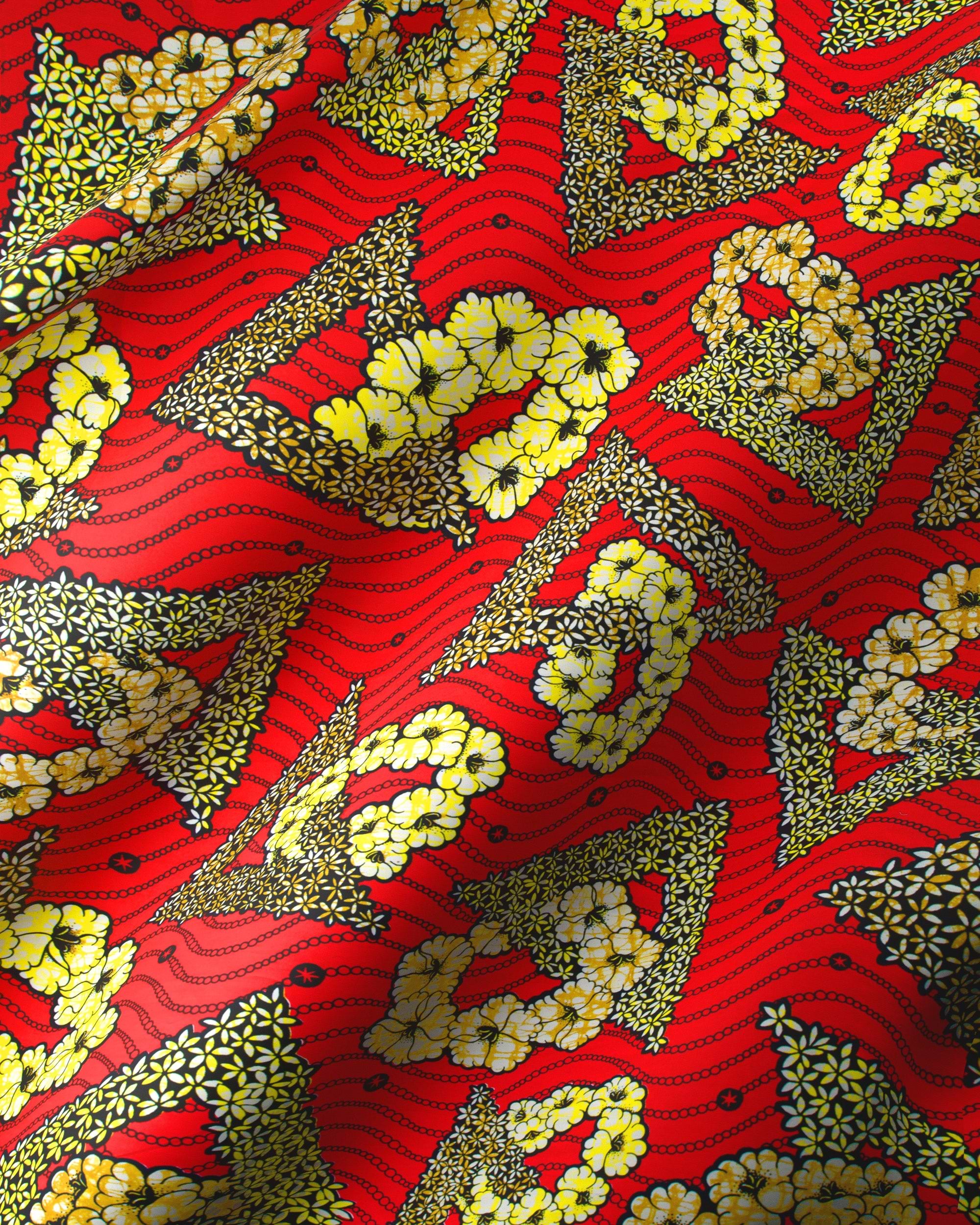 Vibrant red fabric bold yellow super-wax vls7465.003