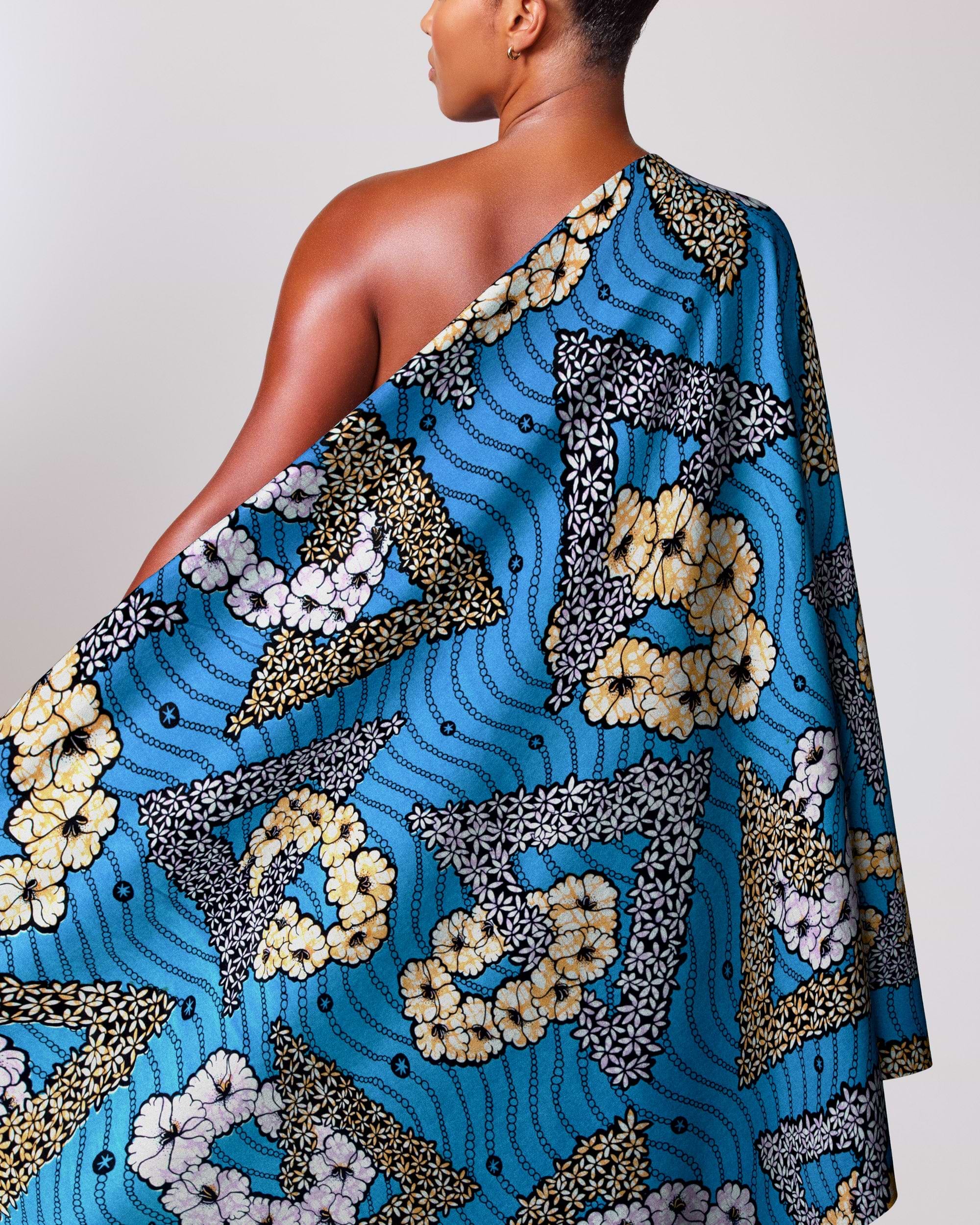 Vibrant blue one-shoulder cape bold super-wax vls7465.007