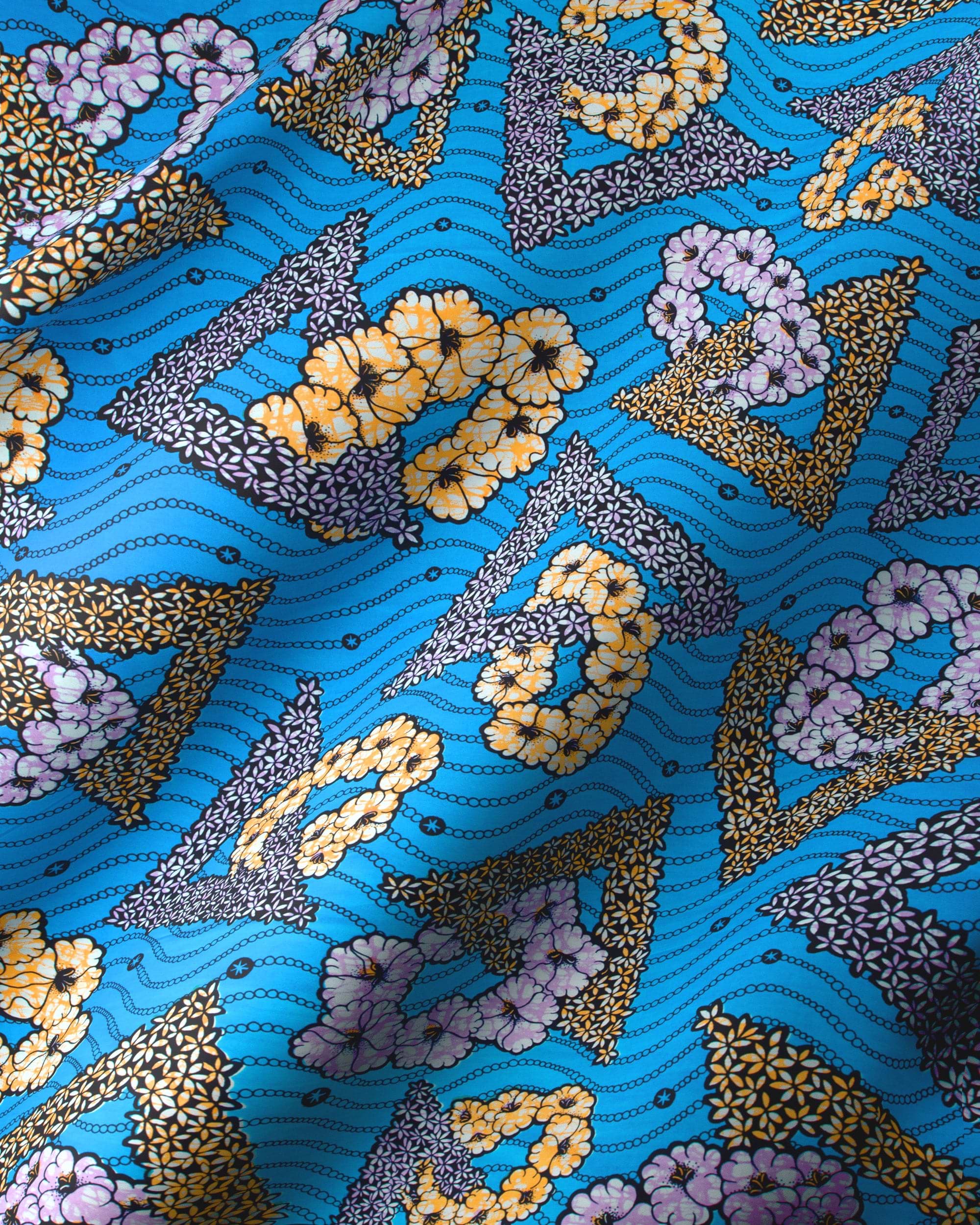Vibrant blue fabric bold pattern super-wax vls7465.007