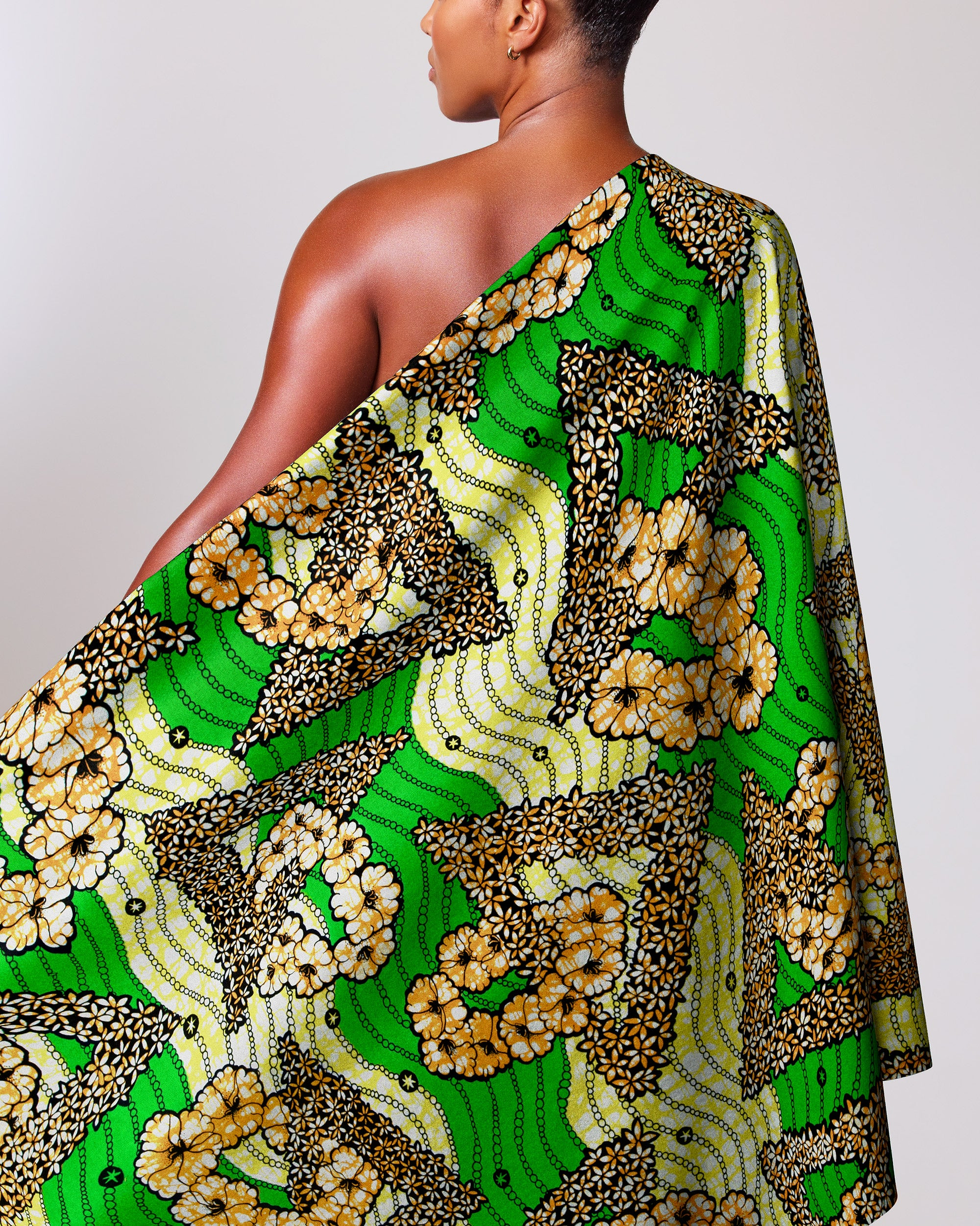 Vibrant green yellow brown floral-patterned super-wax vls7465.008