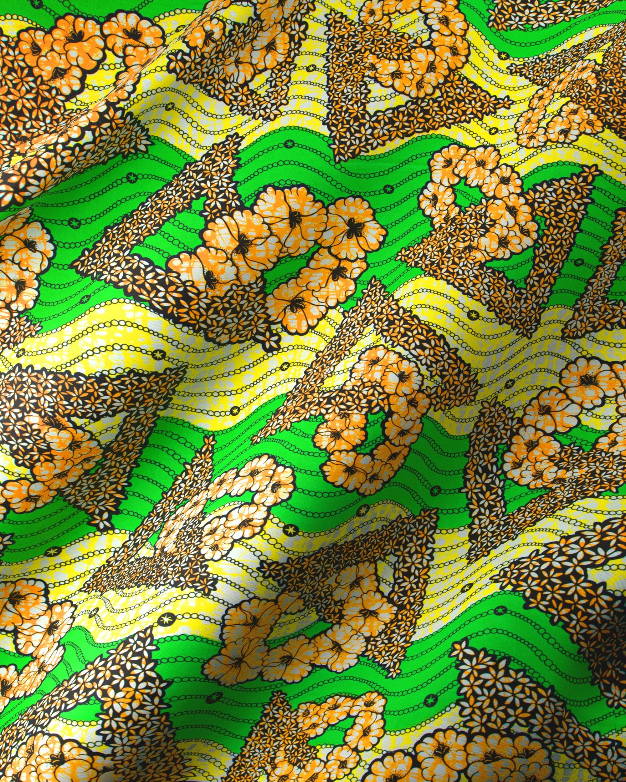 Vibrant green yellow fabric bold super-wax vls7465.008