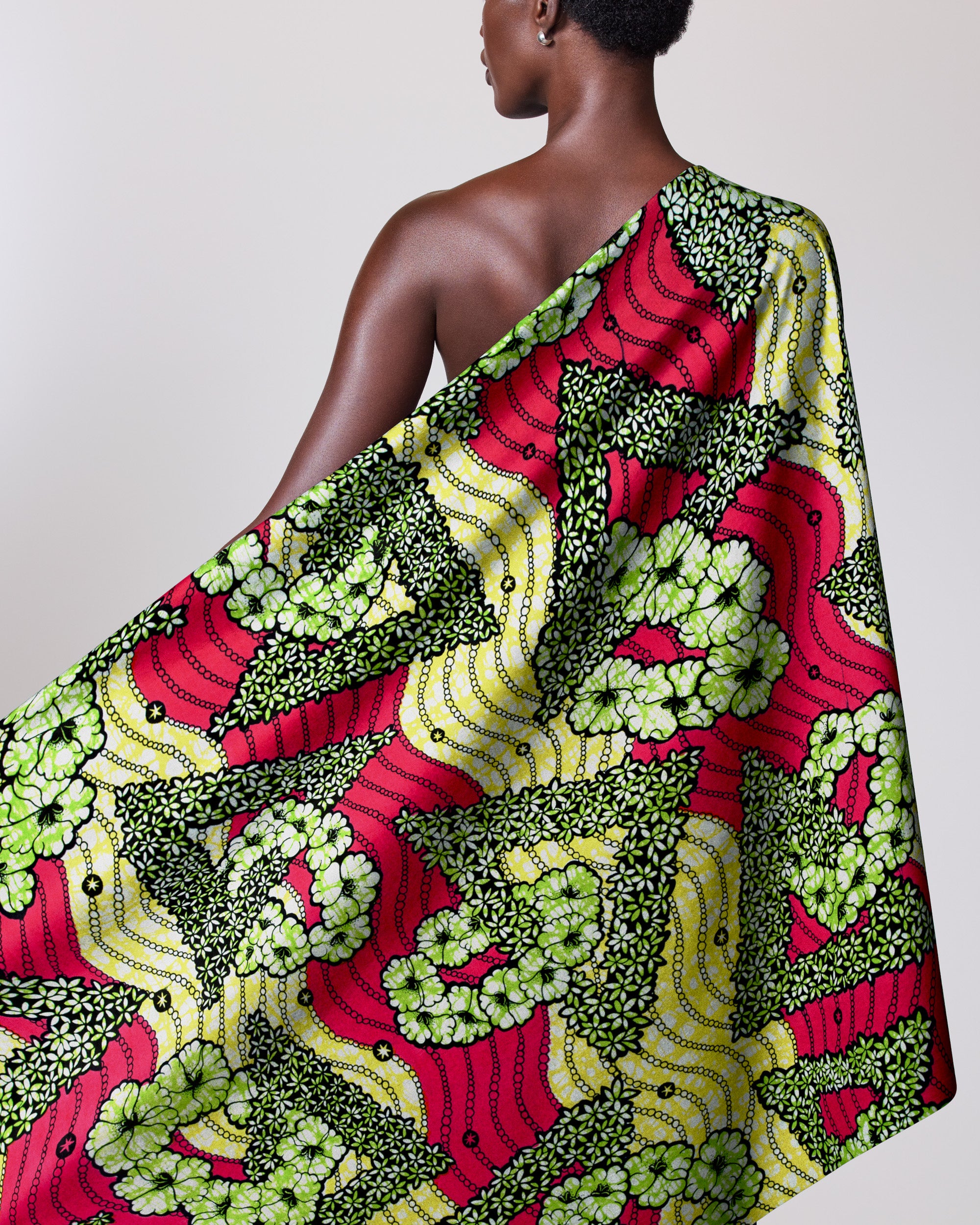 Vibrant one-shoulder wrap dress bold super-wax vls7465.009