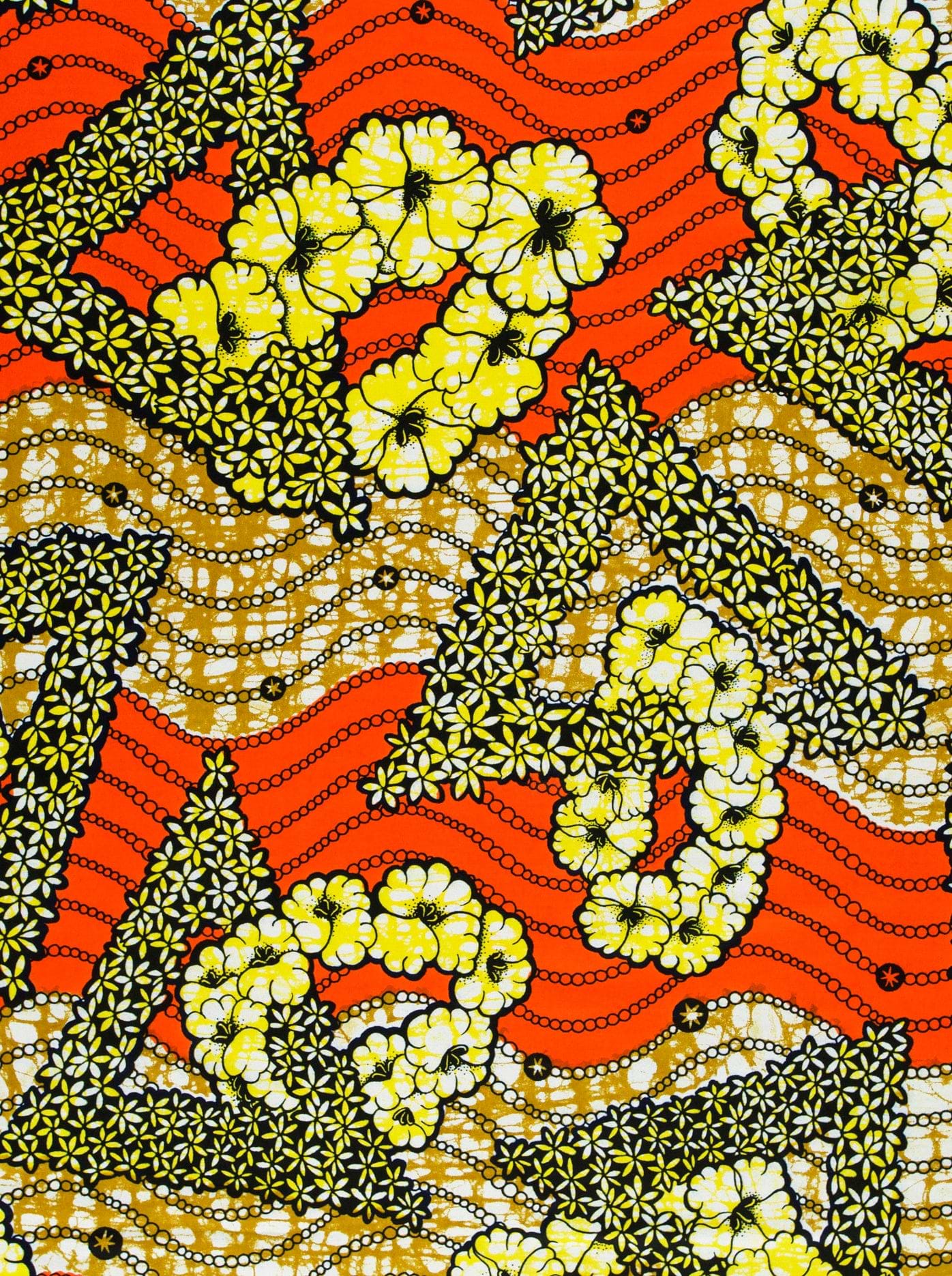 Vibrant orange gold fabric bold super-wax vls7465.012
