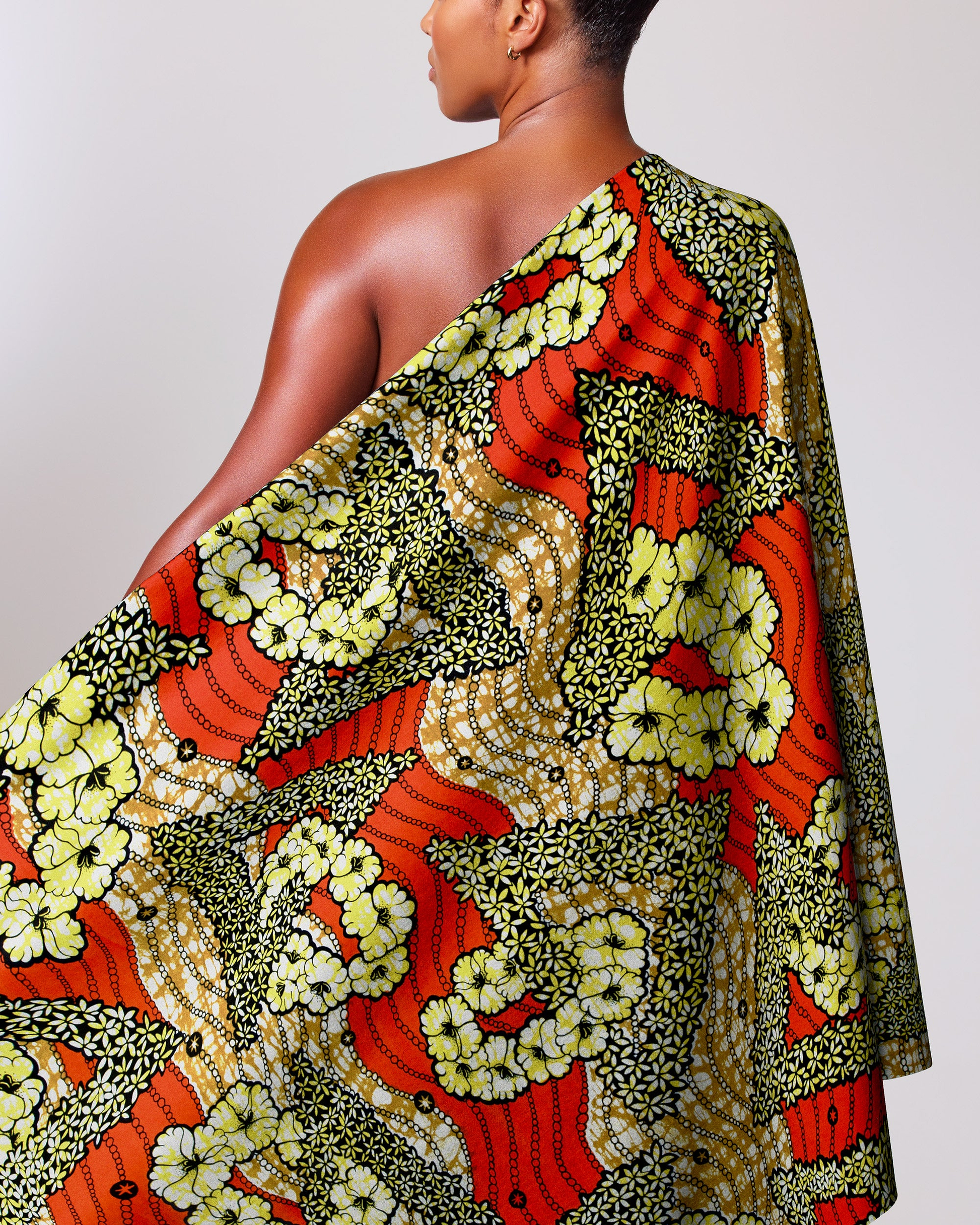 Vibrant one-shoulder wrap dress bold super-wax vls7465.012