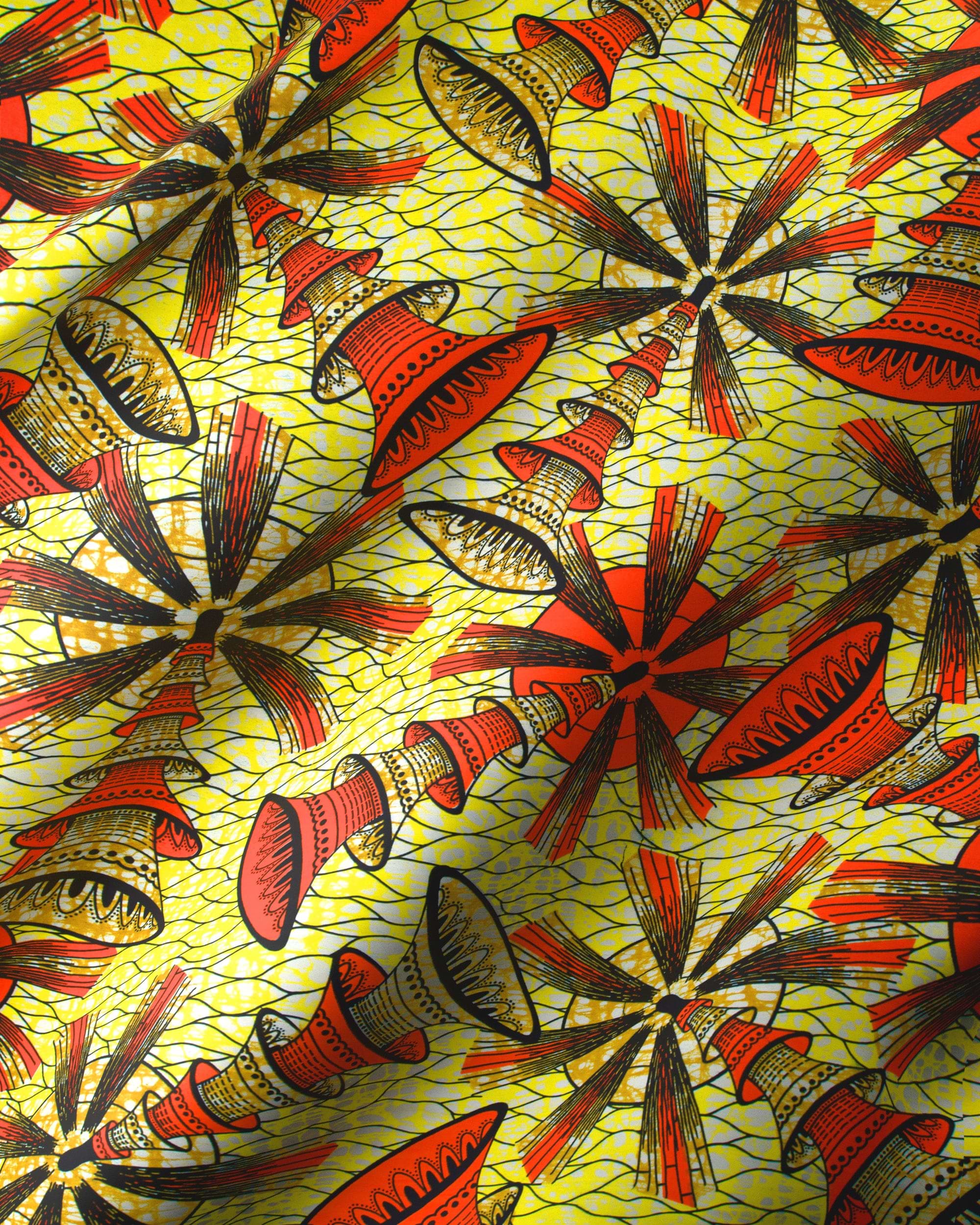 Vibrant yellow fabric bold pattern super-wax vls7691.001