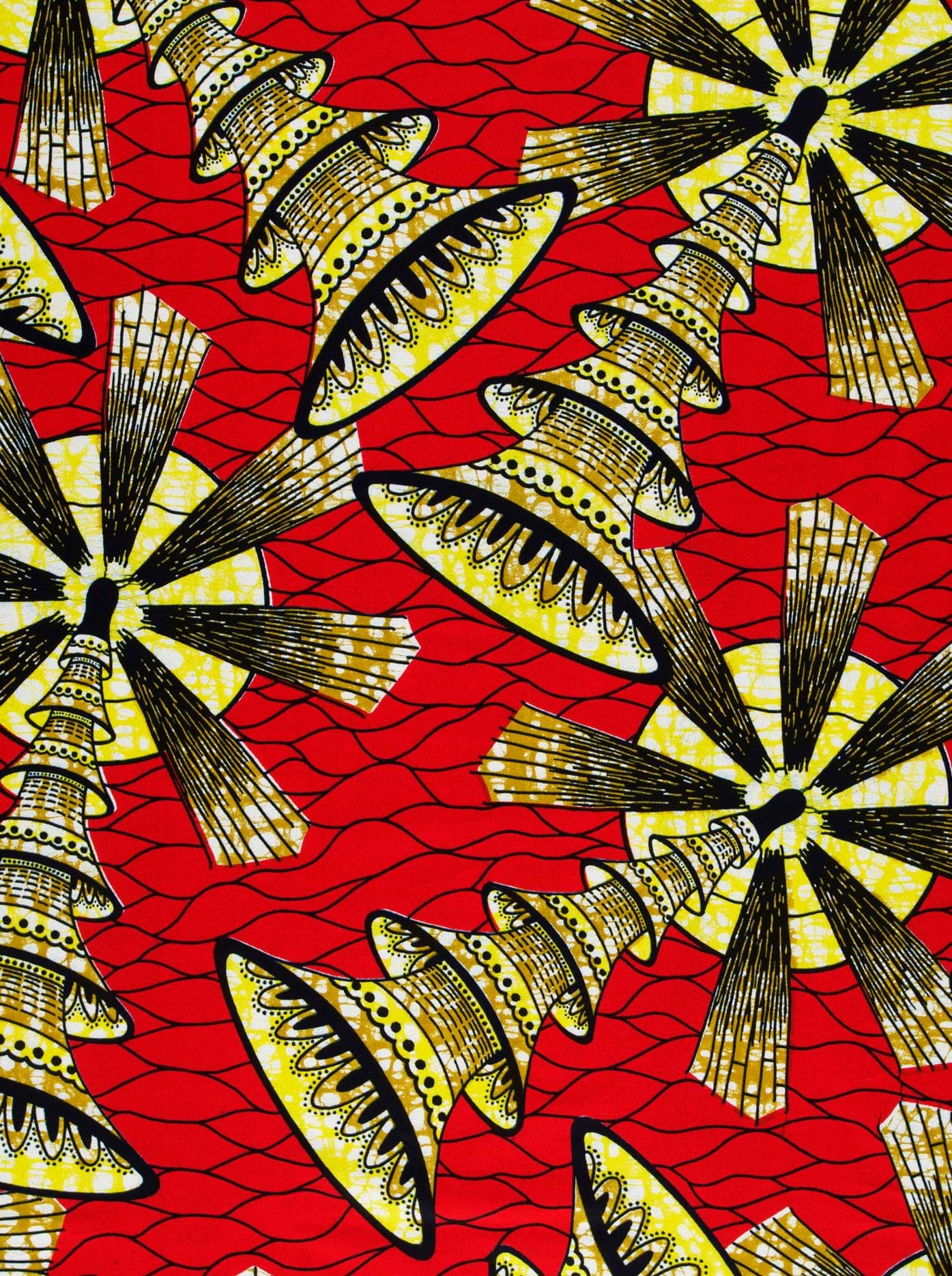 Vibrant red fabric bold yellow super-wax vls7691.005