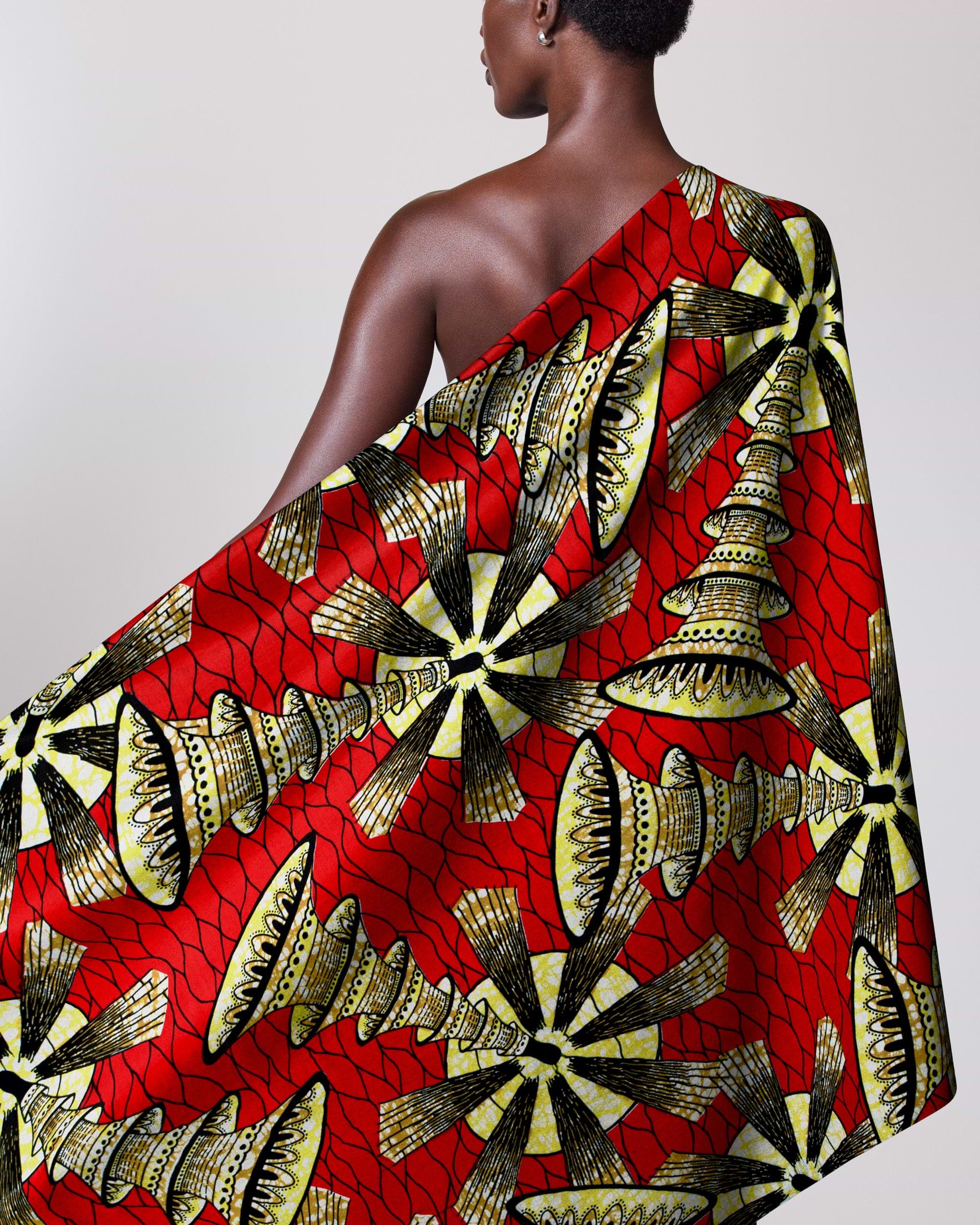 Vibrant red yellow black patterned super-wax vls7691.005