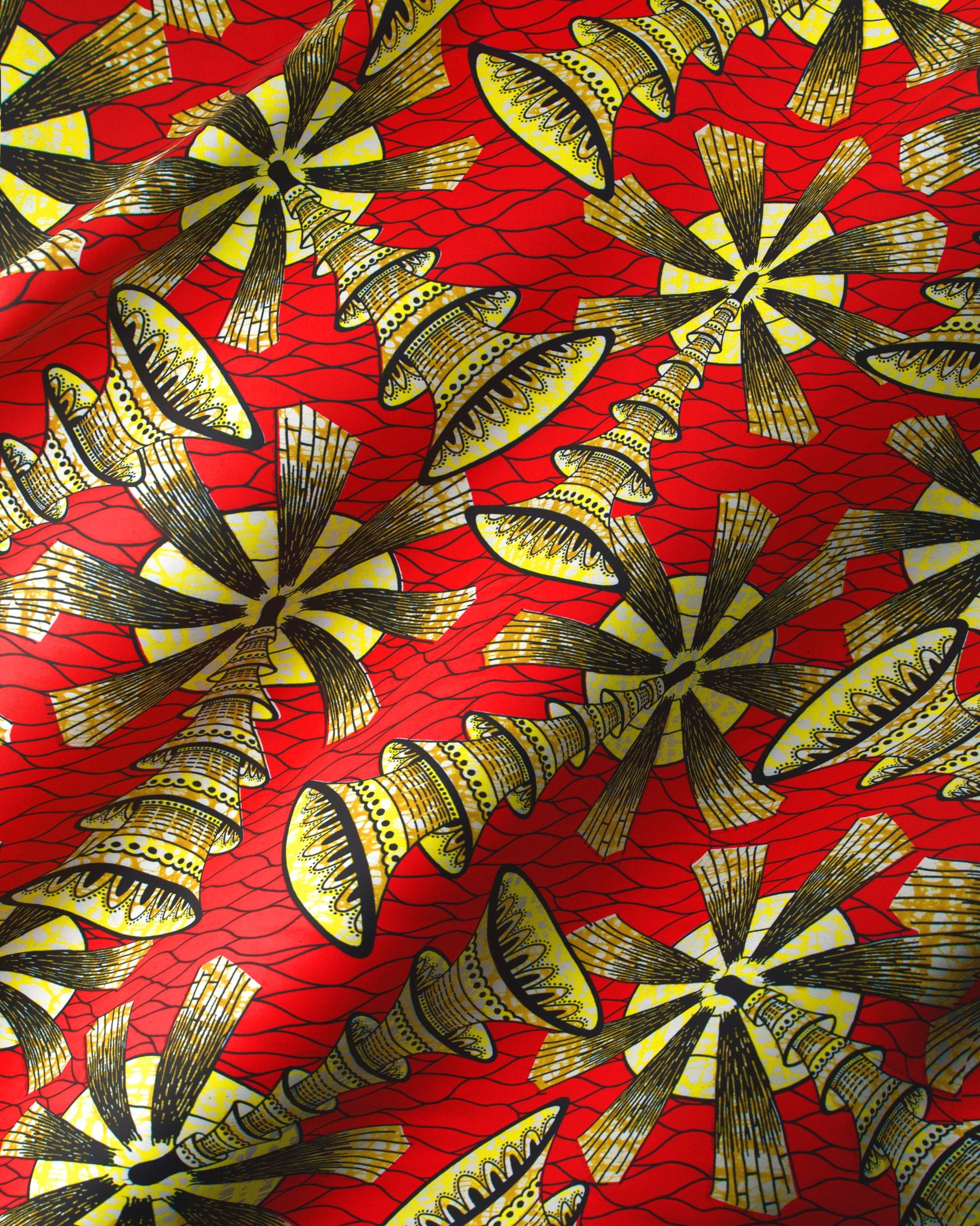 Vibrant red african print fabric super-wax vls7691.005
