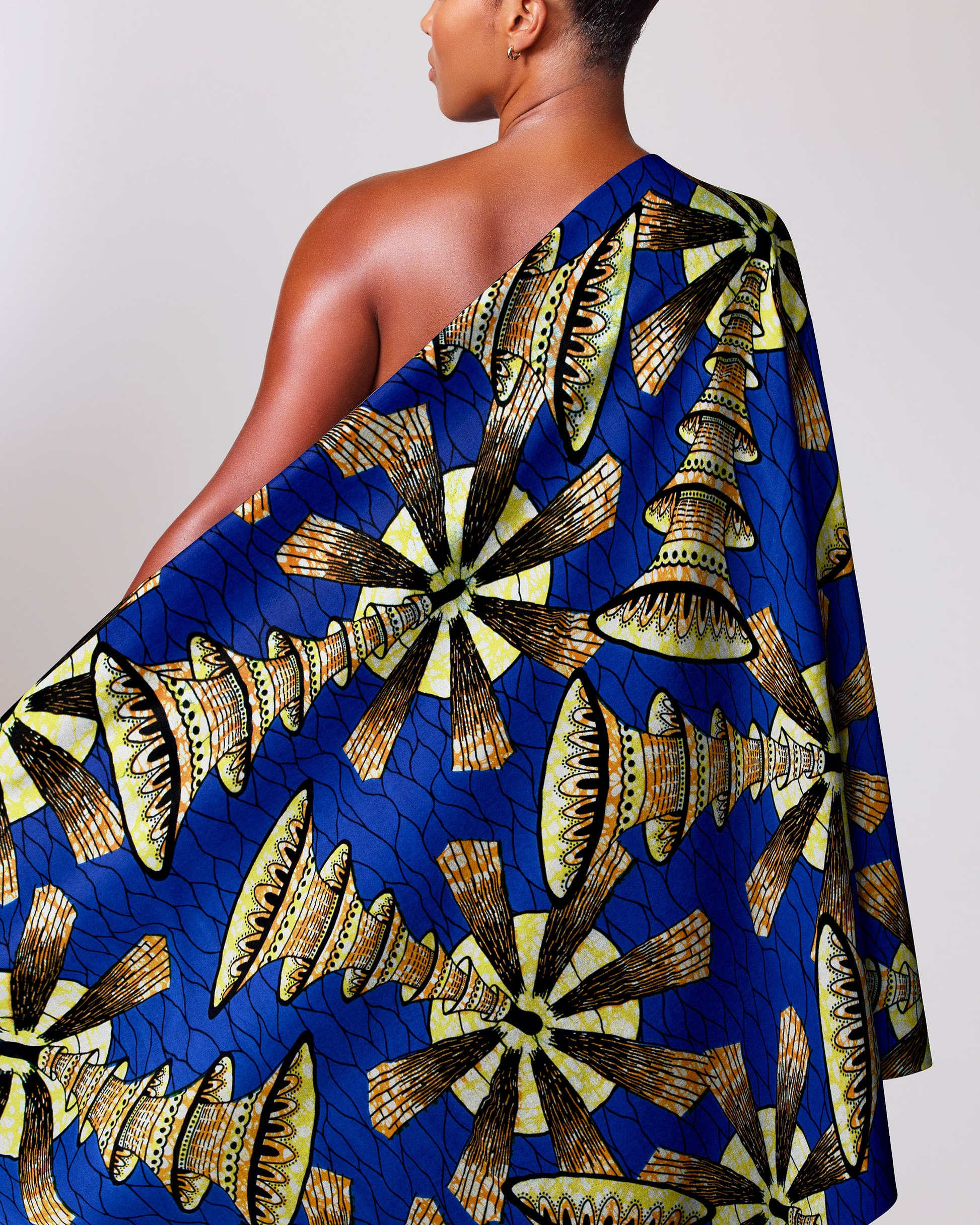 Vibrant blue one-shoulder dress bold super-wax vls7691.010
