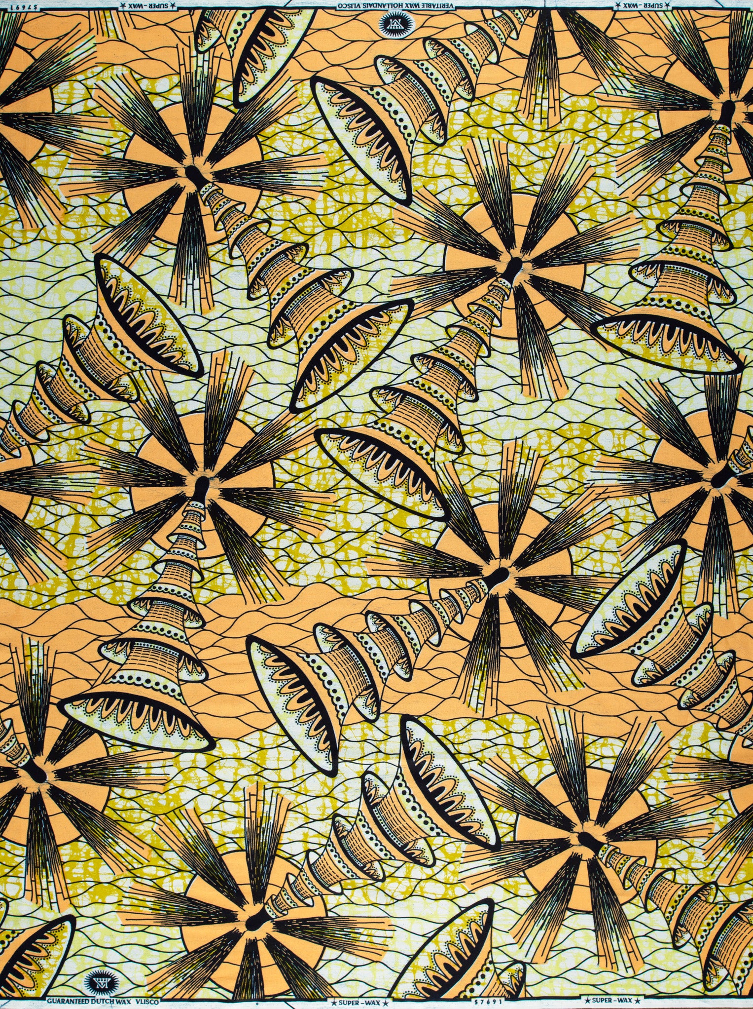 Vibrant orange black patterned african super-wax vls7691.011