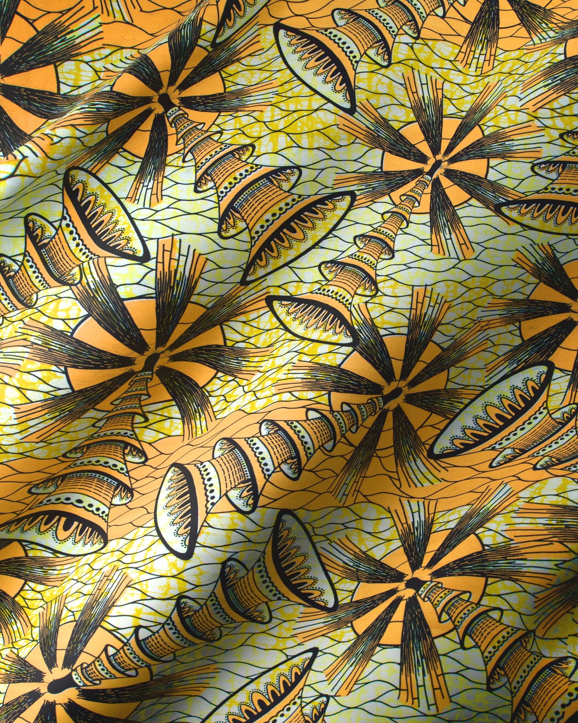Vibrant orange black patterned fabric super-wax vls7691.011