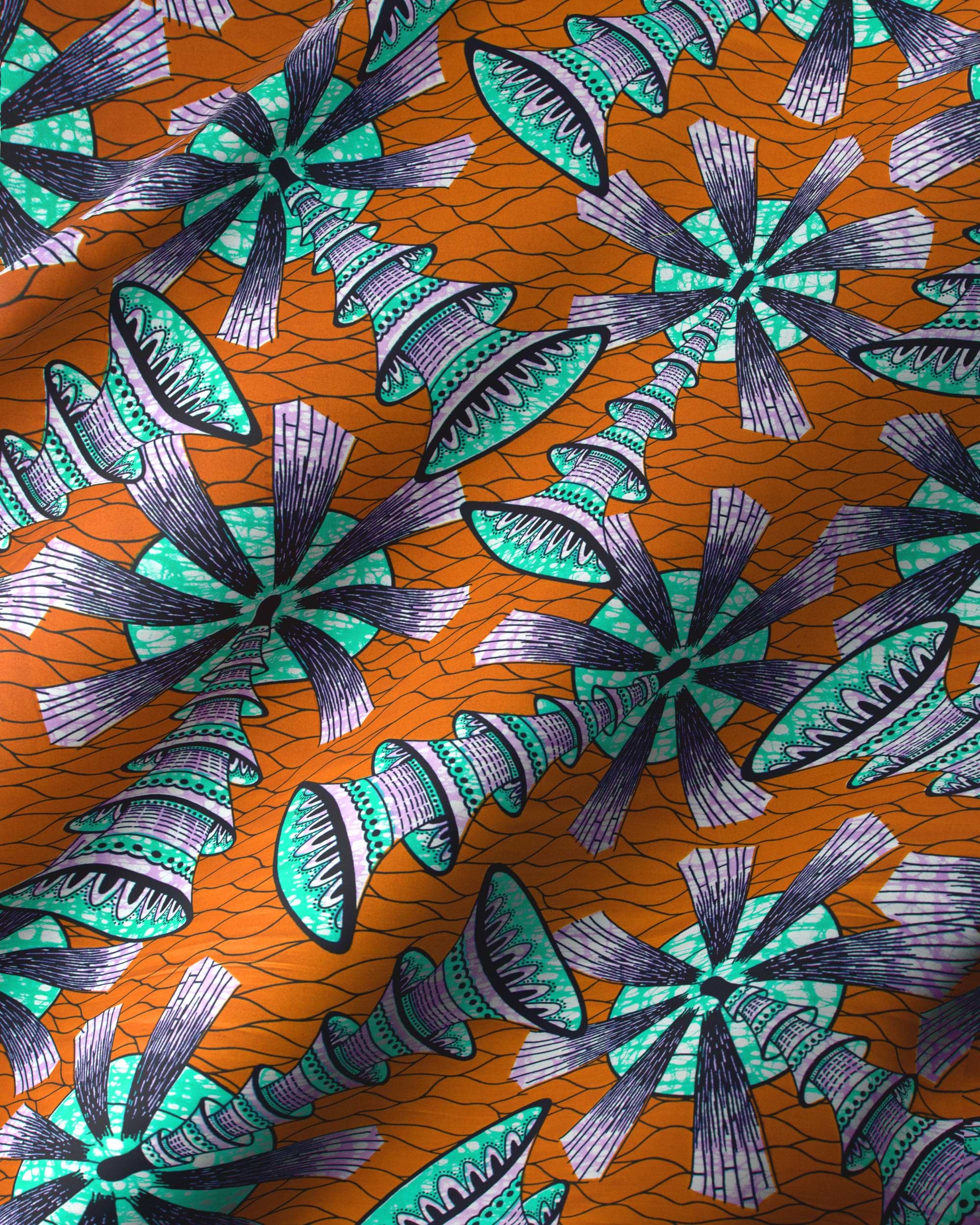 Vibrant orange fabric bold pattern super-wax vls7691.013