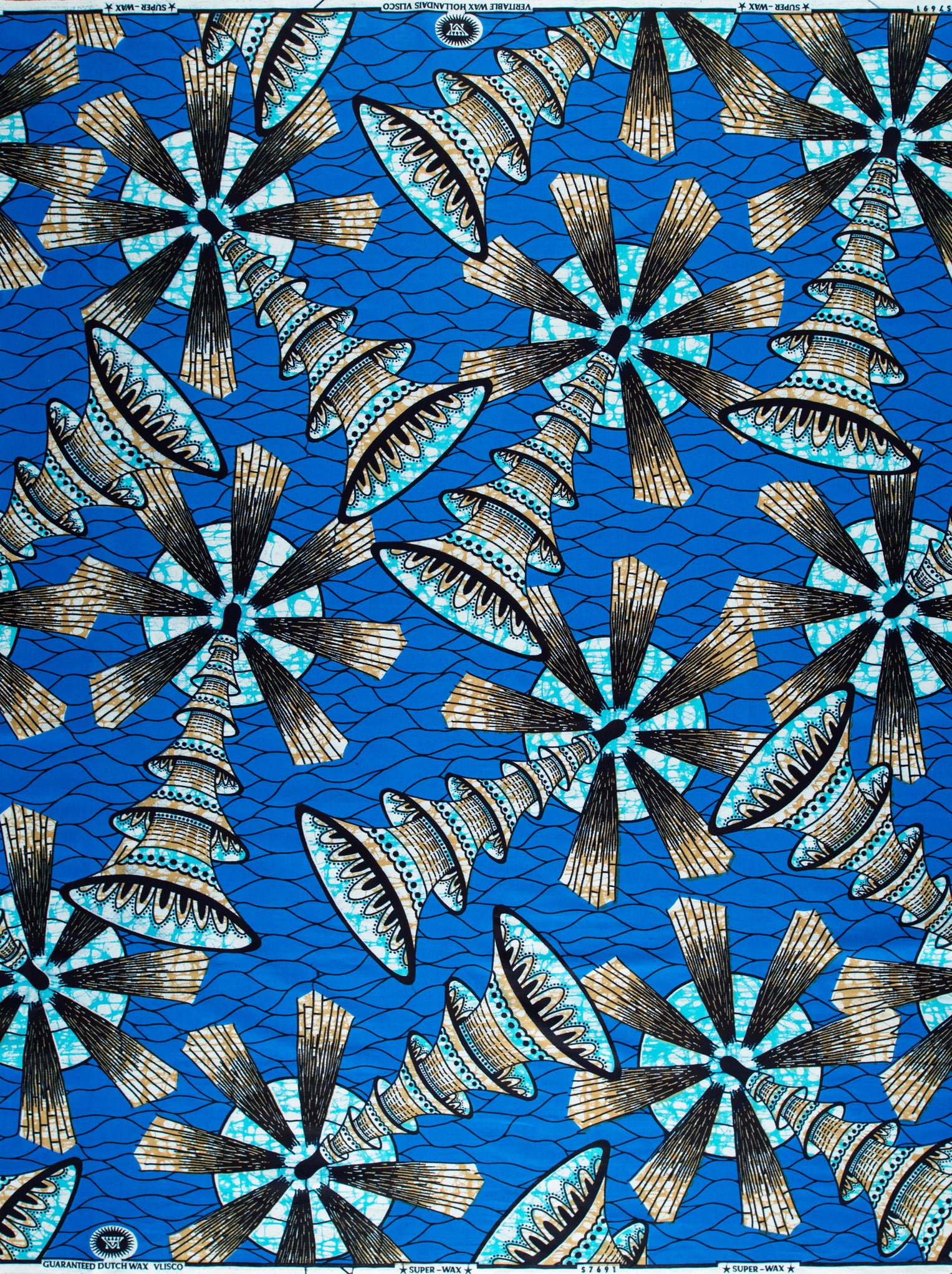Vibrant blue african print fabric super-wax vls7691.014