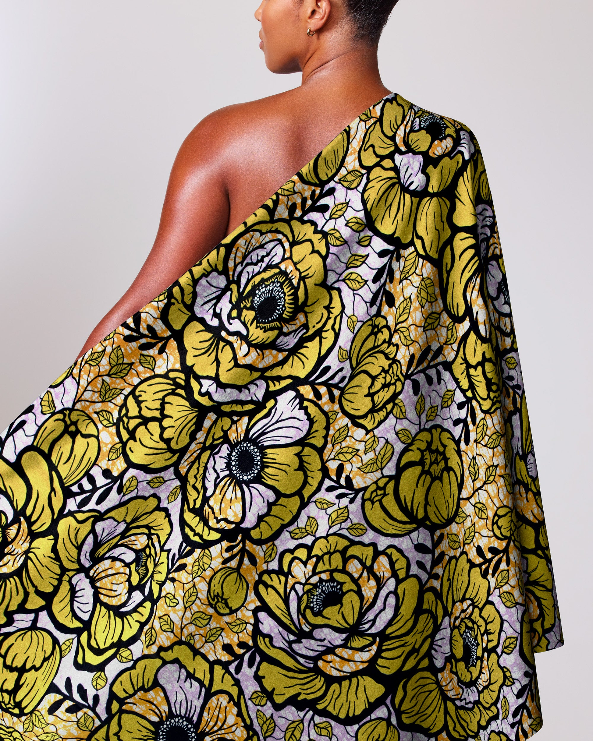 Vibrant yellow white floral print super-wax vls7783.012