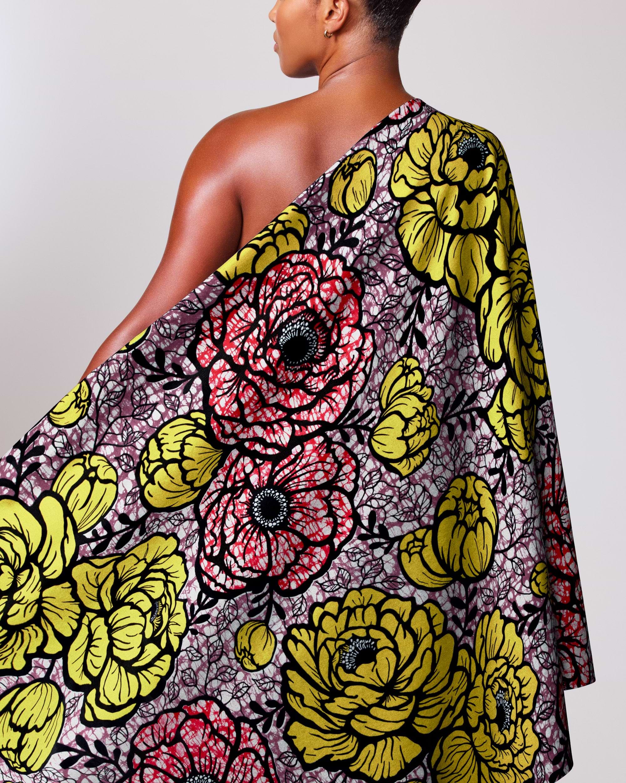 Vibrant one-shoulder wrap dress bold super-wax vls7783.015