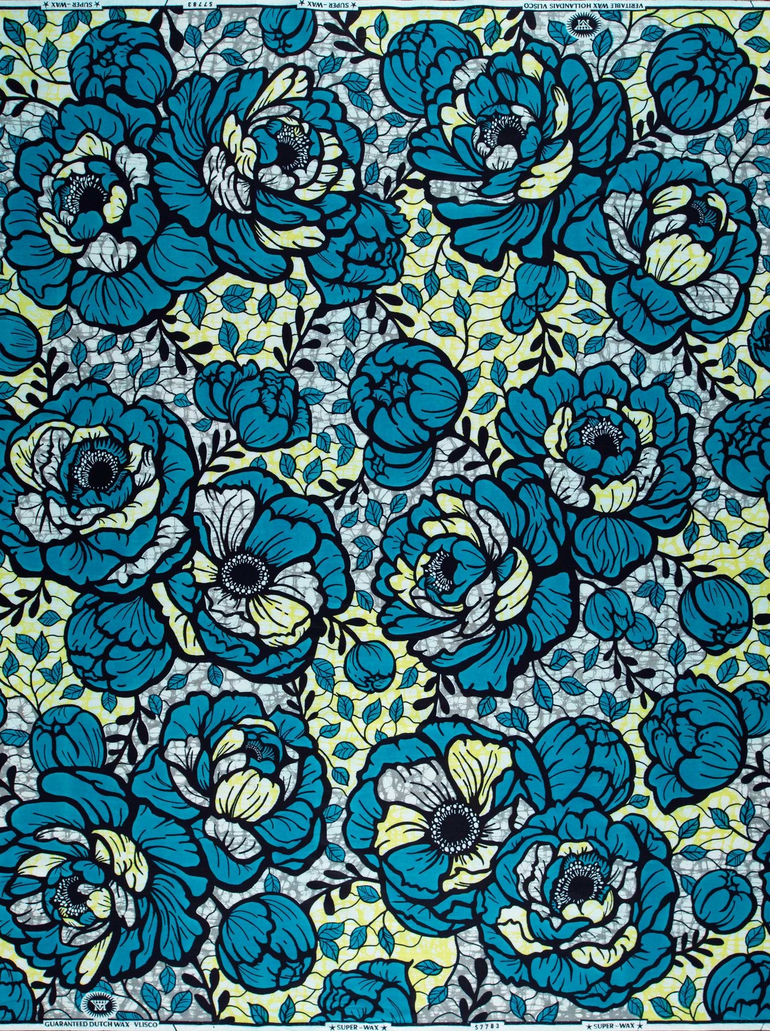 Vibrant blue yellow floral patterned super-wax vls7783.017