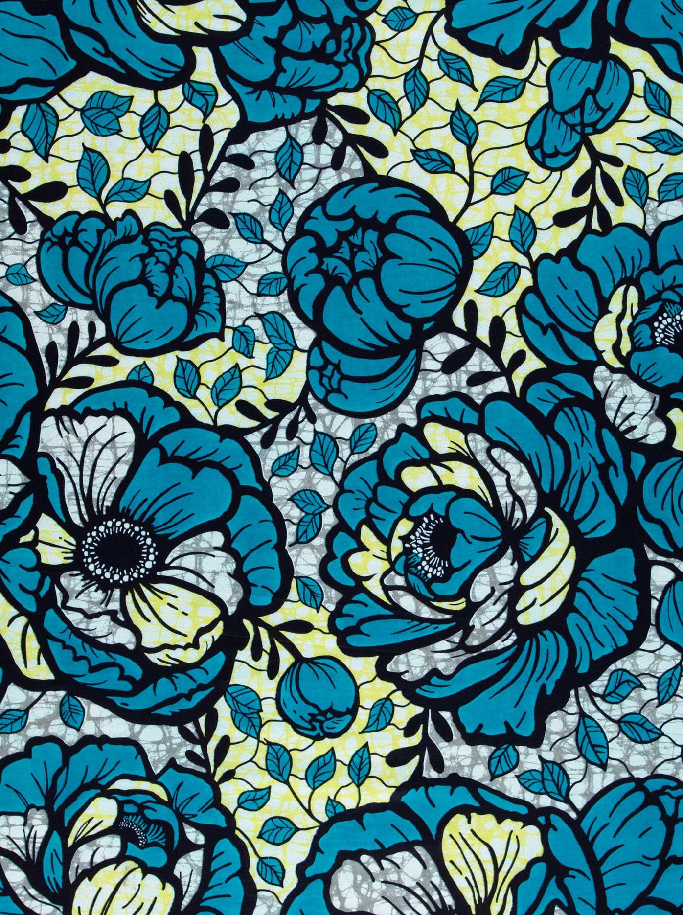 Vibrant blue yellow floral patterned super-wax vls7783.017