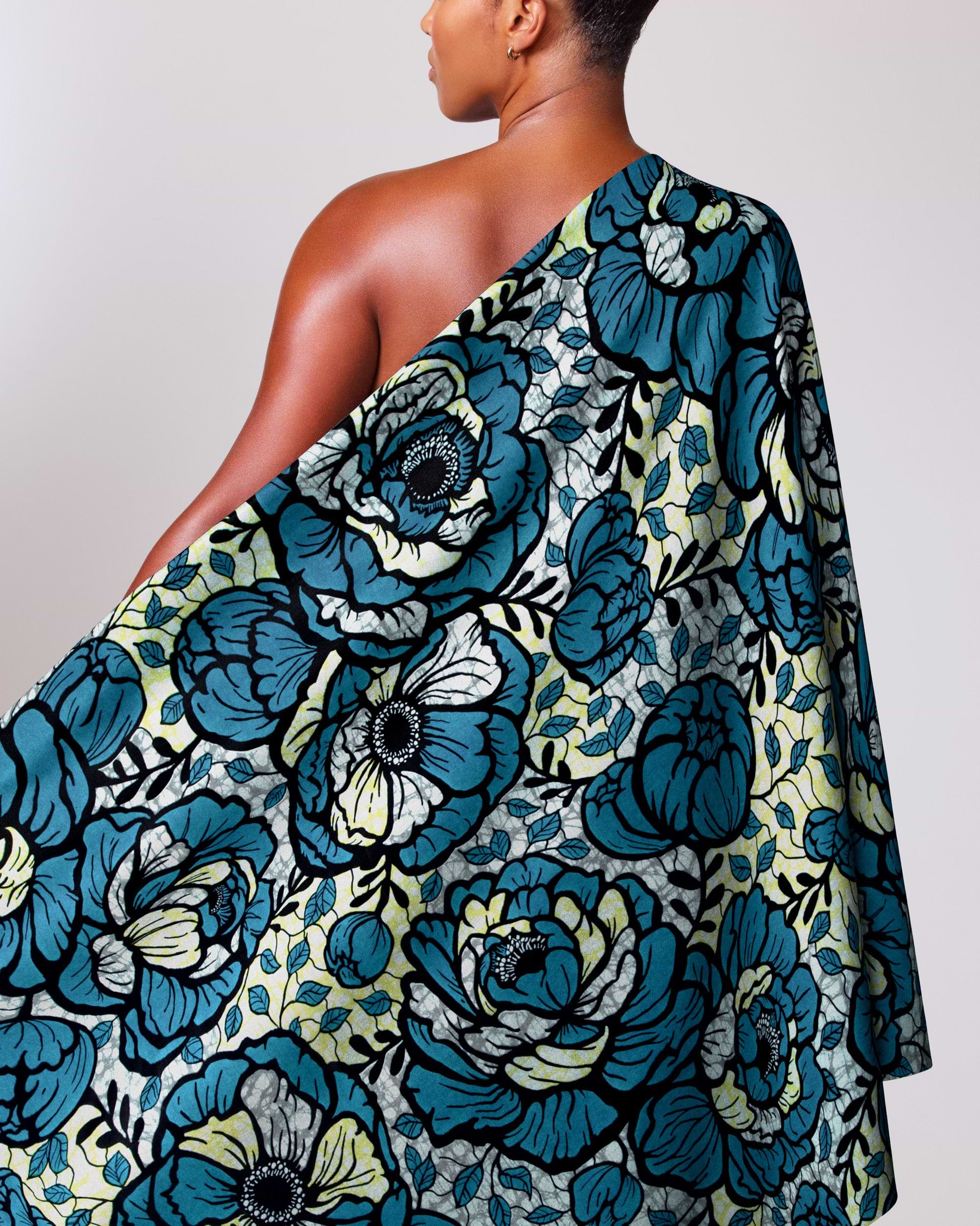 Vibrant one-shoulder dress made bold super-wax vls7783.017
