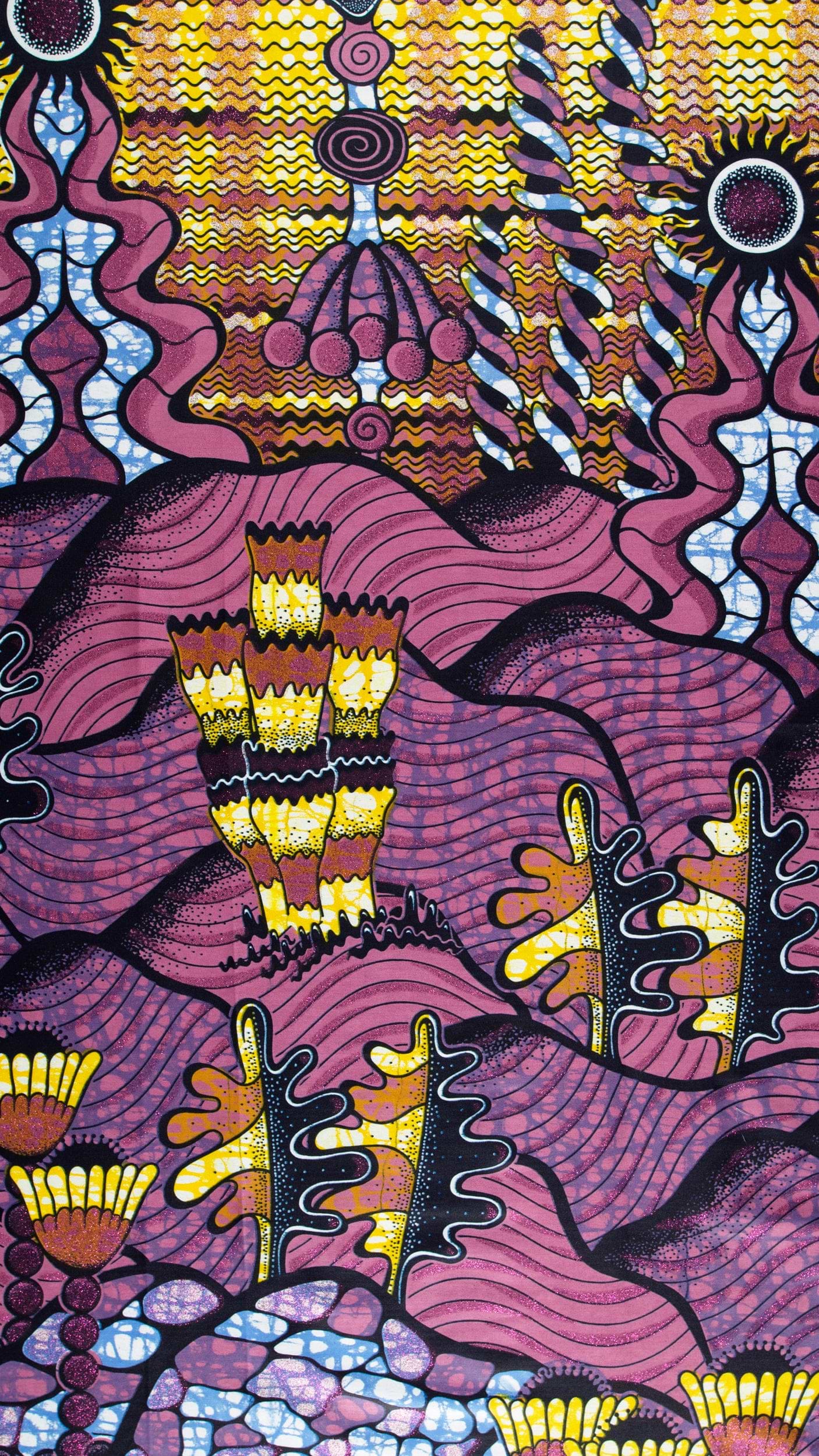 Vibrant purple yellow abstract fabric grand super-wax vls7857.001